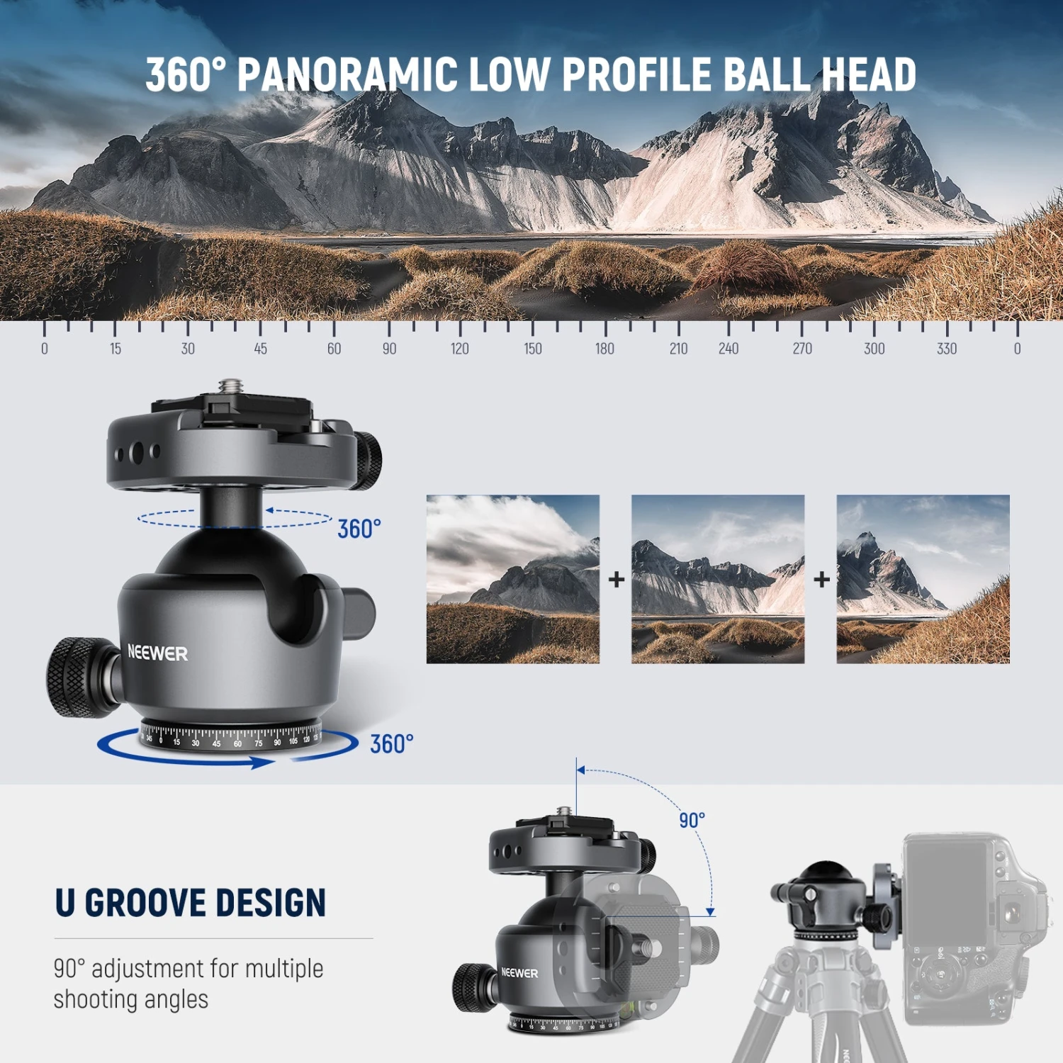 NEEWER GM41 Low Profile Tripod Ball Head 3 NEEWER GM41 Low Profile Tripod Ball Head - Image 3