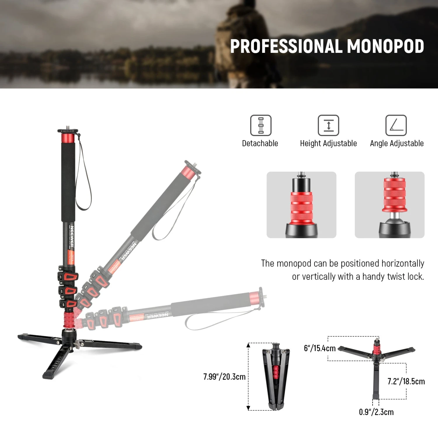 NEEWER TP71 71.6" Pro Carbon Fiber Camera Monopod 12 NEEWER TP71 71.6" Pro Carbon Fiber Camera Monopod - Image 12