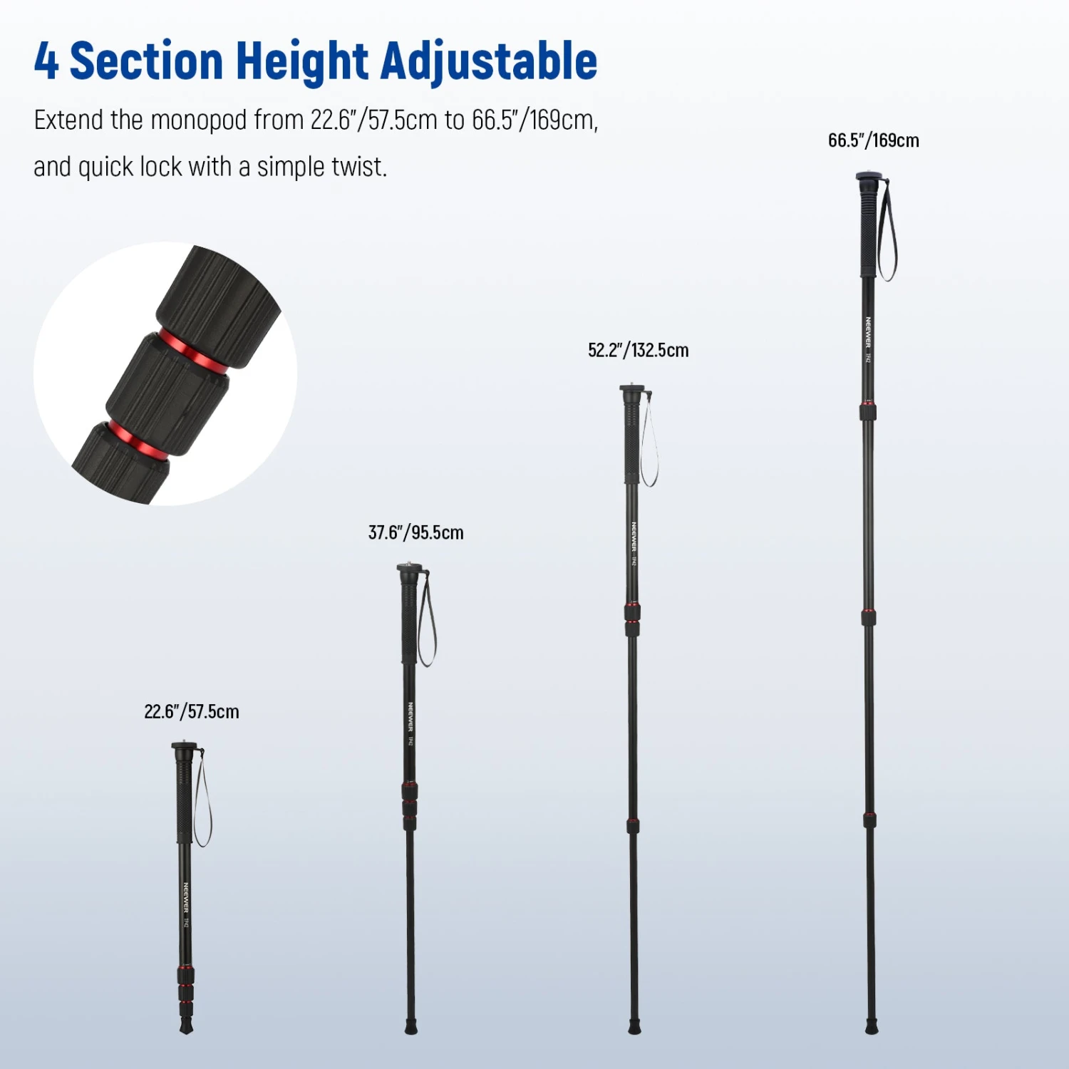 NEEWER TP42 66.5" Camera Monopod Stand 3 NEEWER TP42 66.5" Camera Monopod Stand - Image 3