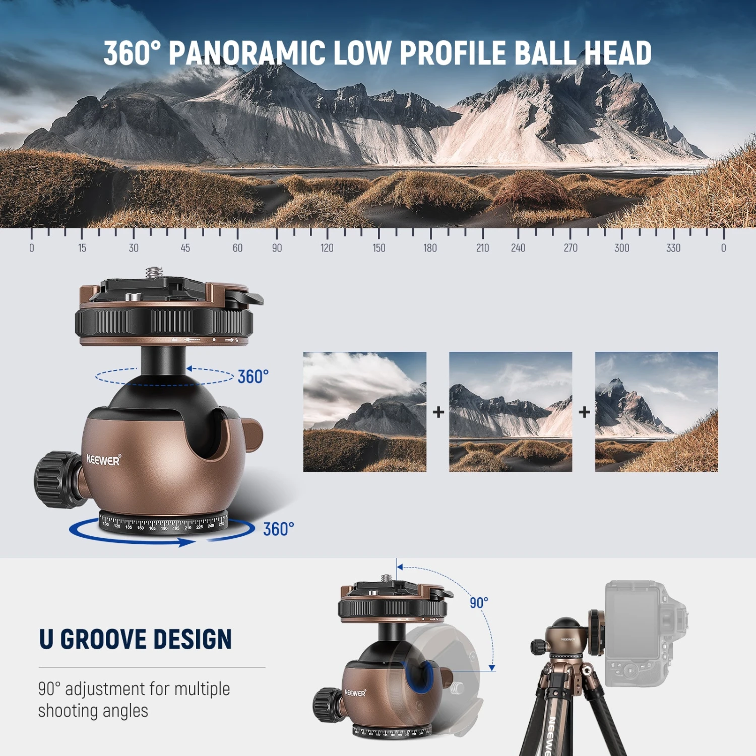NEEWER GM32 Upgraded Low Profile Ball Head 3 NEEWER GM32 Upgraded Low Profile Ball Head - Image 3