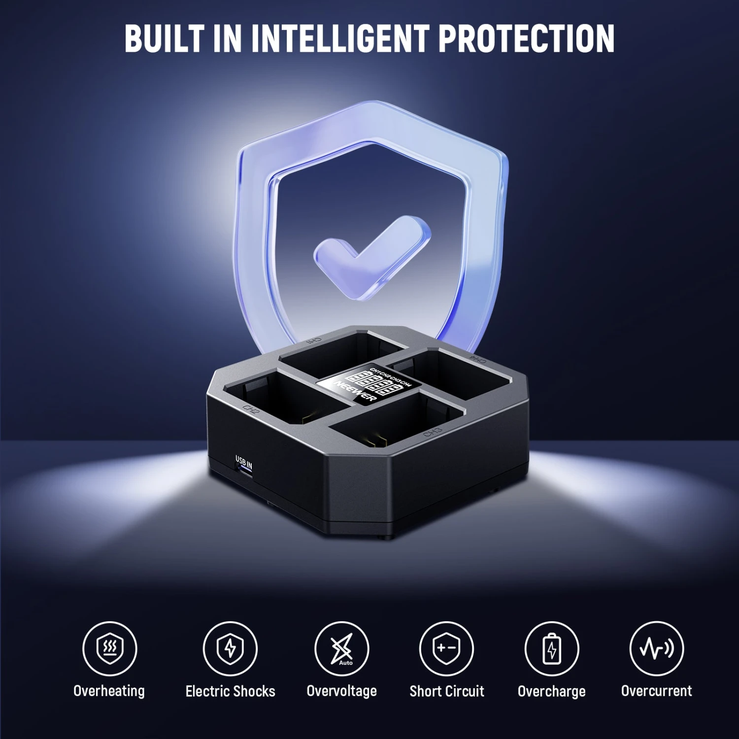 NEEWER NW-Z4 4 Channel Charger 45W PD Fast Charging For NP-FZ100 Battery 3 NEEWER NW-Z4 4 Channel Charger 45W PD Fast Charging For NP-FZ100 Battery - Image 3