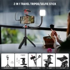NEEWER PA045 Vlogging Kit With LED Light/Selfie Stick Tripod/Mic For Smartphones 10 NEEWER PA045 Vlogging Kit With LED Light/Selfie Stick Tripod/Mic For Smartphones -Photography Equipment 3 720cb240 7add 4048 b68b 2b505b071ed2