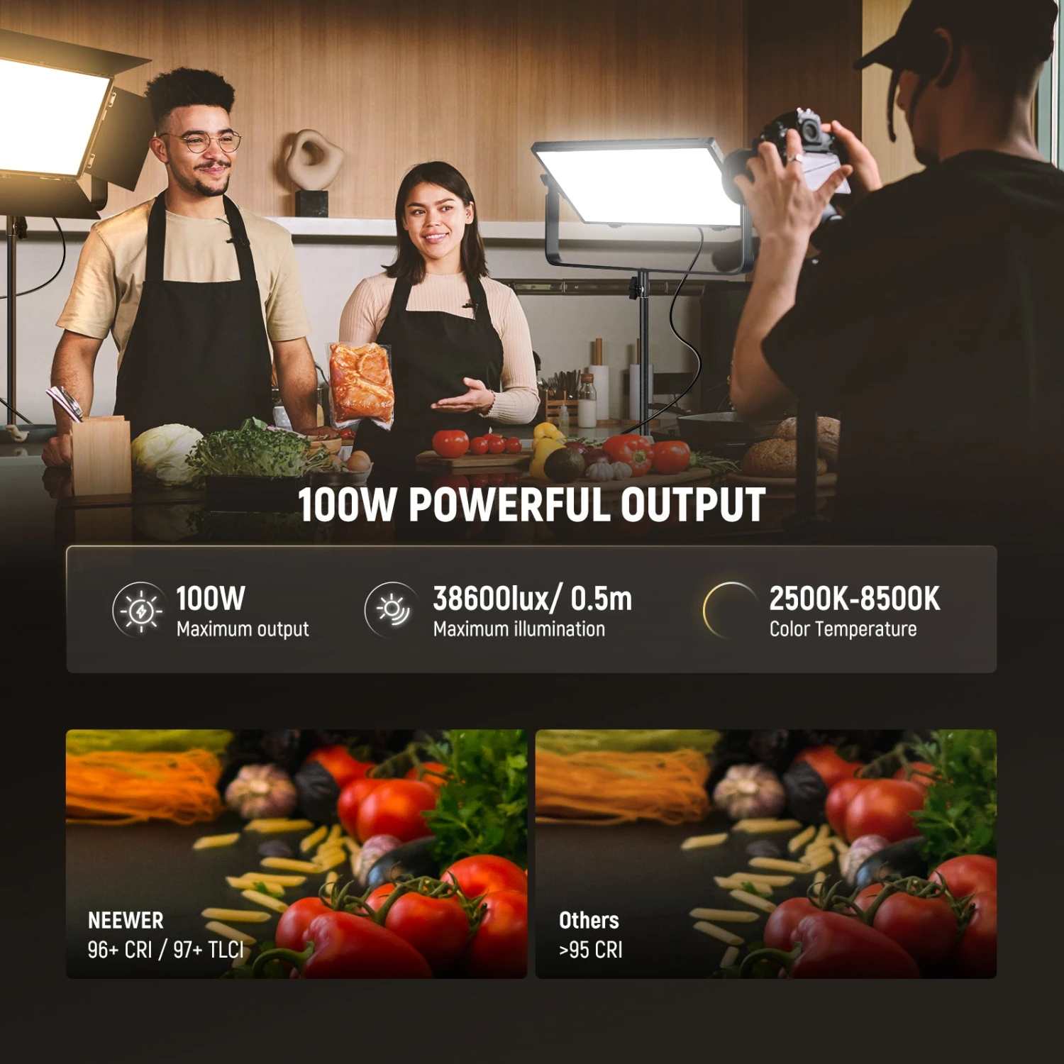 NEEWER AP100B 100W Bi Color LED Panel Video Light Kit 3 NEEWER AP100B 100W Bi Color LED Panel Video Light Kit - Image 3