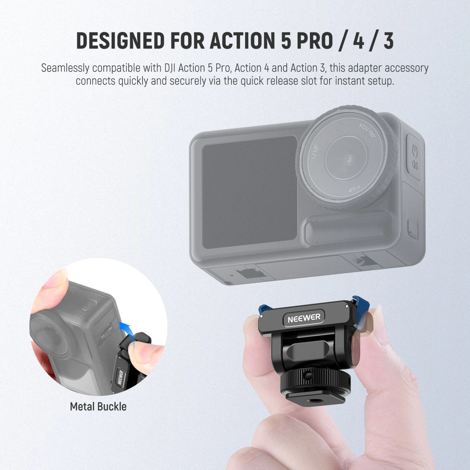 NEEWER AC012 Magnetic Cold Shoe Mount For Action 5 Pro 4 3 3 NEEWER AC012 Magnetic Cold Shoe Mount For Action 5 Pro 4 3 - Image 3