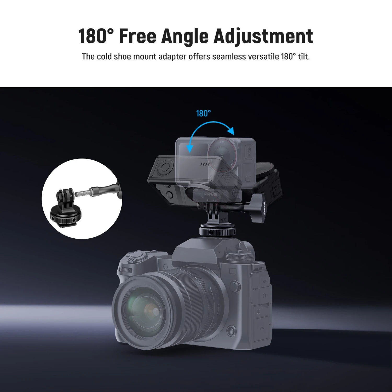 NEEWER GP-63 Cold Shoe Mount Adapter For Action Camera 3 NEEWER GP-63 Cold Shoe Mount Adapter For Action Camera - Image 3
