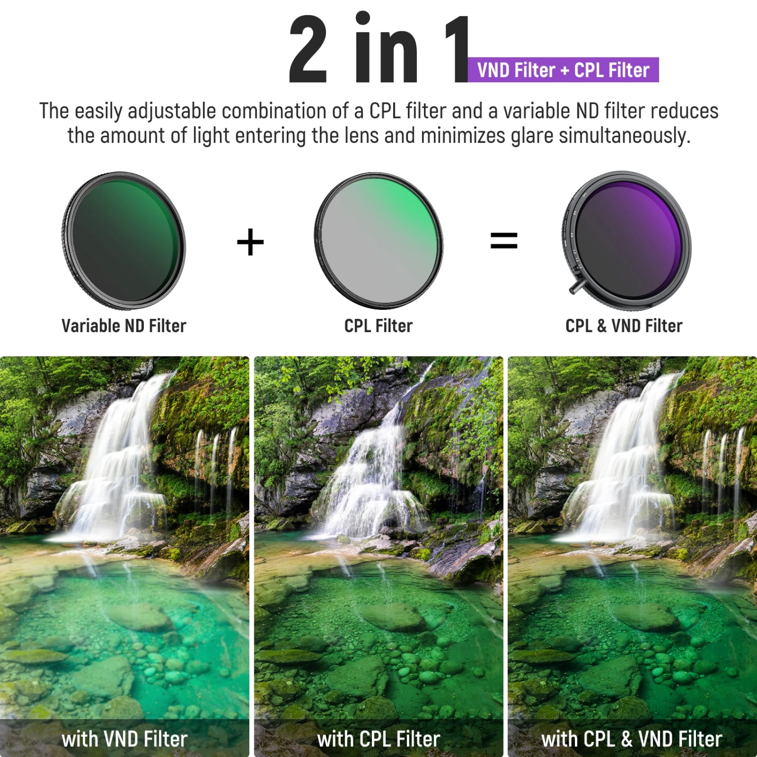 NEEWER ND3-64(1.5-6 Stops) True Colors Variable ND&CPL Filter 3 NEEWER ND3-64(1.5-6 Stops) True Colors Variable ND&CPL Filter - Image 3