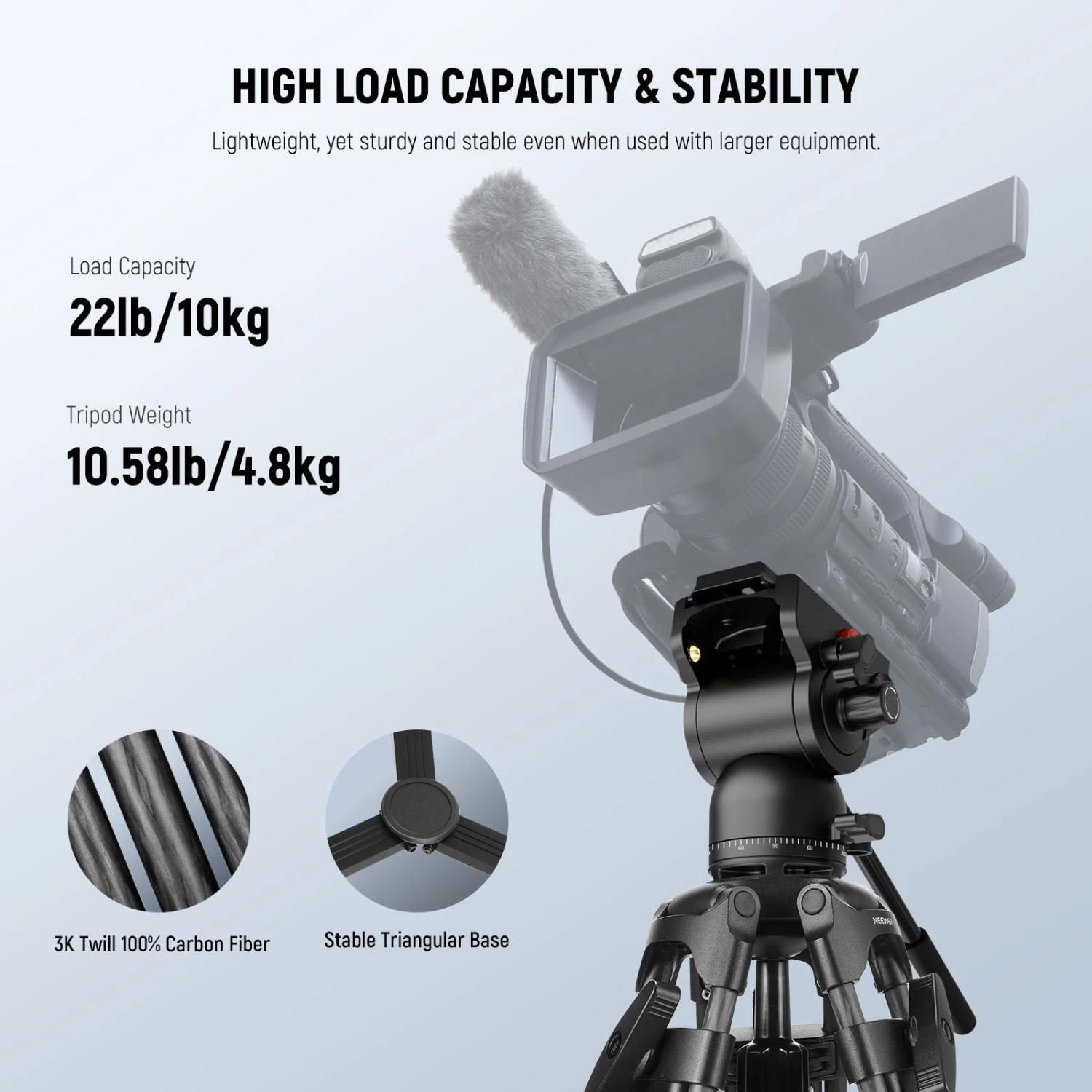 NEEWER LL34 77" Carbon Fiber Video Tripod 3 NEEWER LL34 77" Carbon Fiber Video Tripod - Image 3