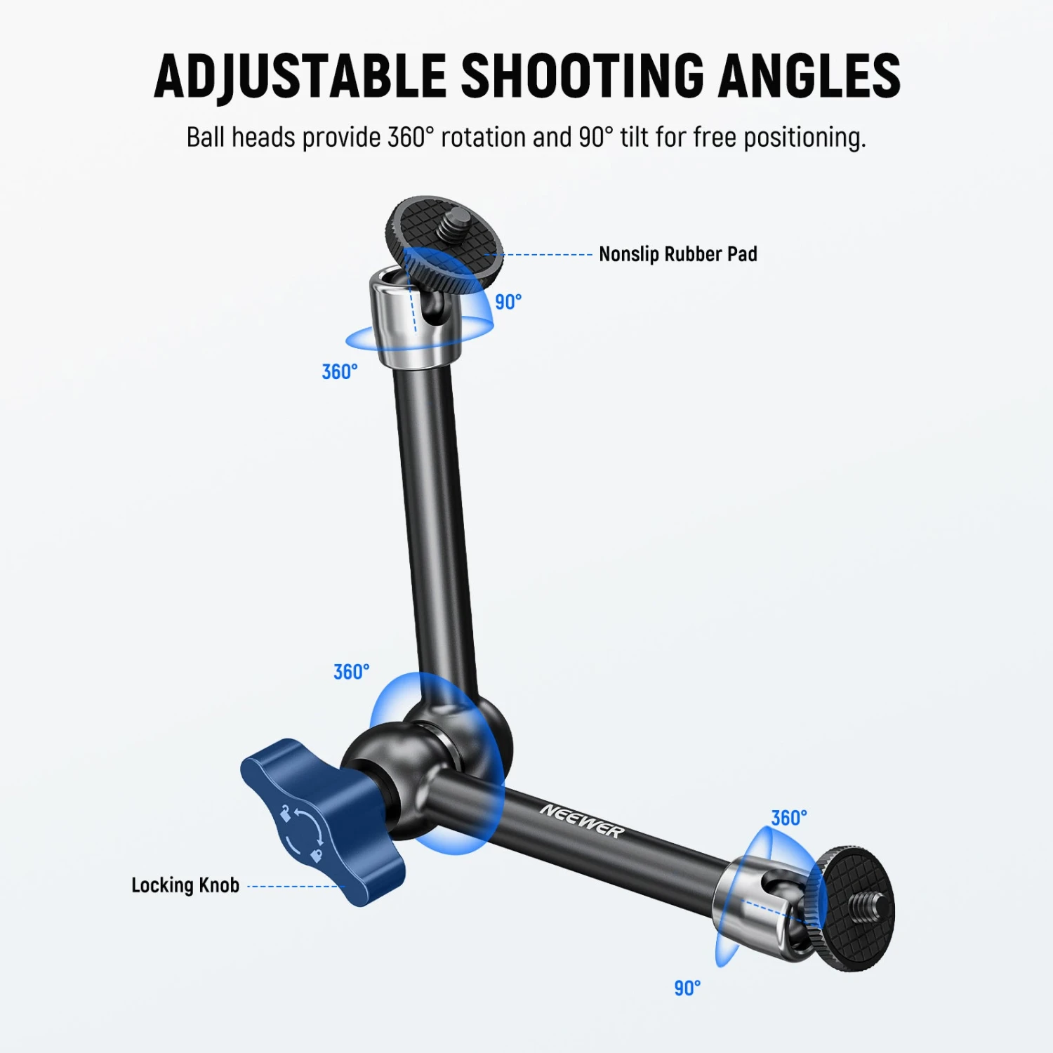 NEEWER ST08 9.8"/25cm Aluminum Alloy Magic Arm 3 NEEWER ST08 9.8"/25cm Aluminum Alloy Magic Arm - Image 3
