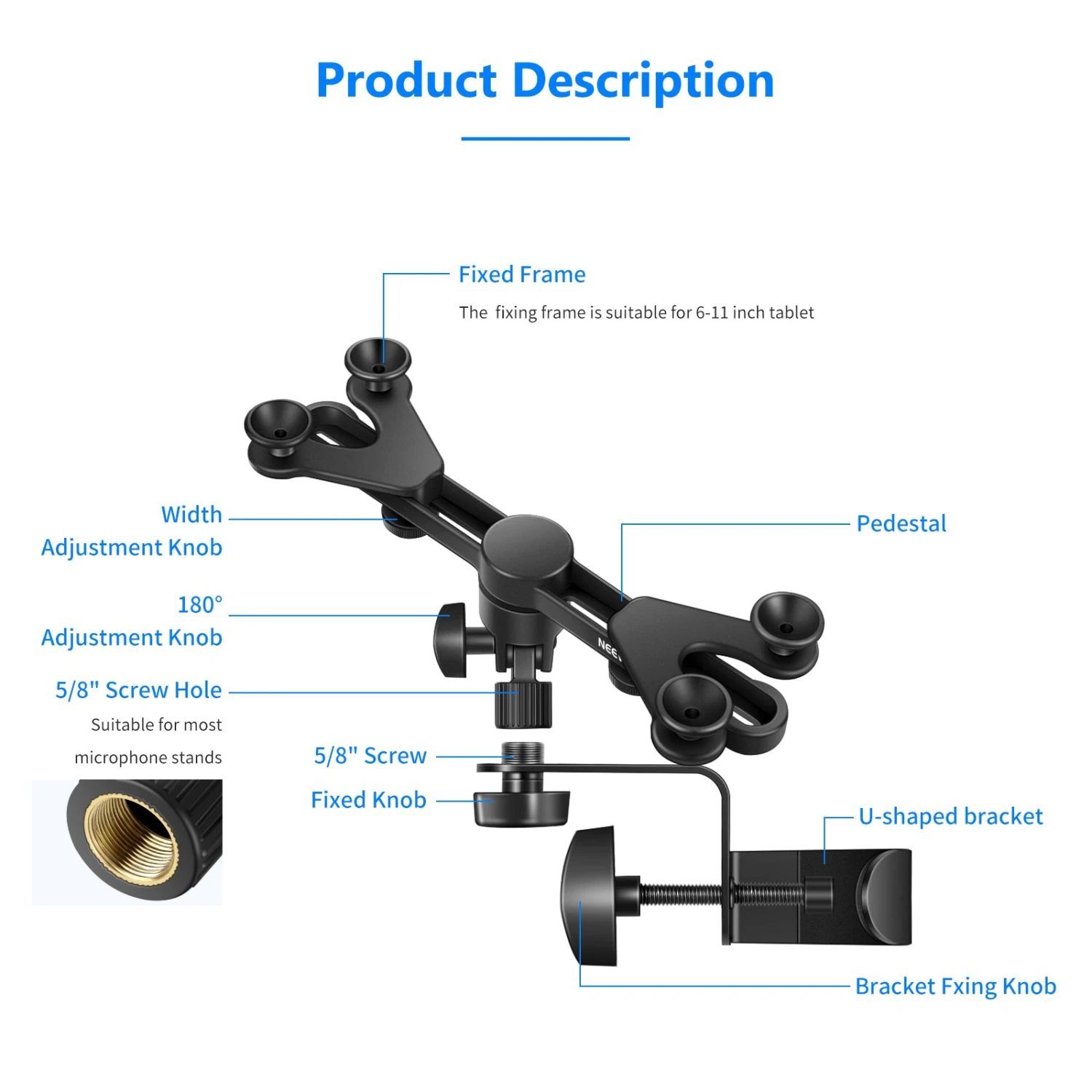 NEEWER 6-11 Inch Adjustable Tablet Holder 2 NEEWER 6-11 Inch Adjustable Tablet Holder - Image 2