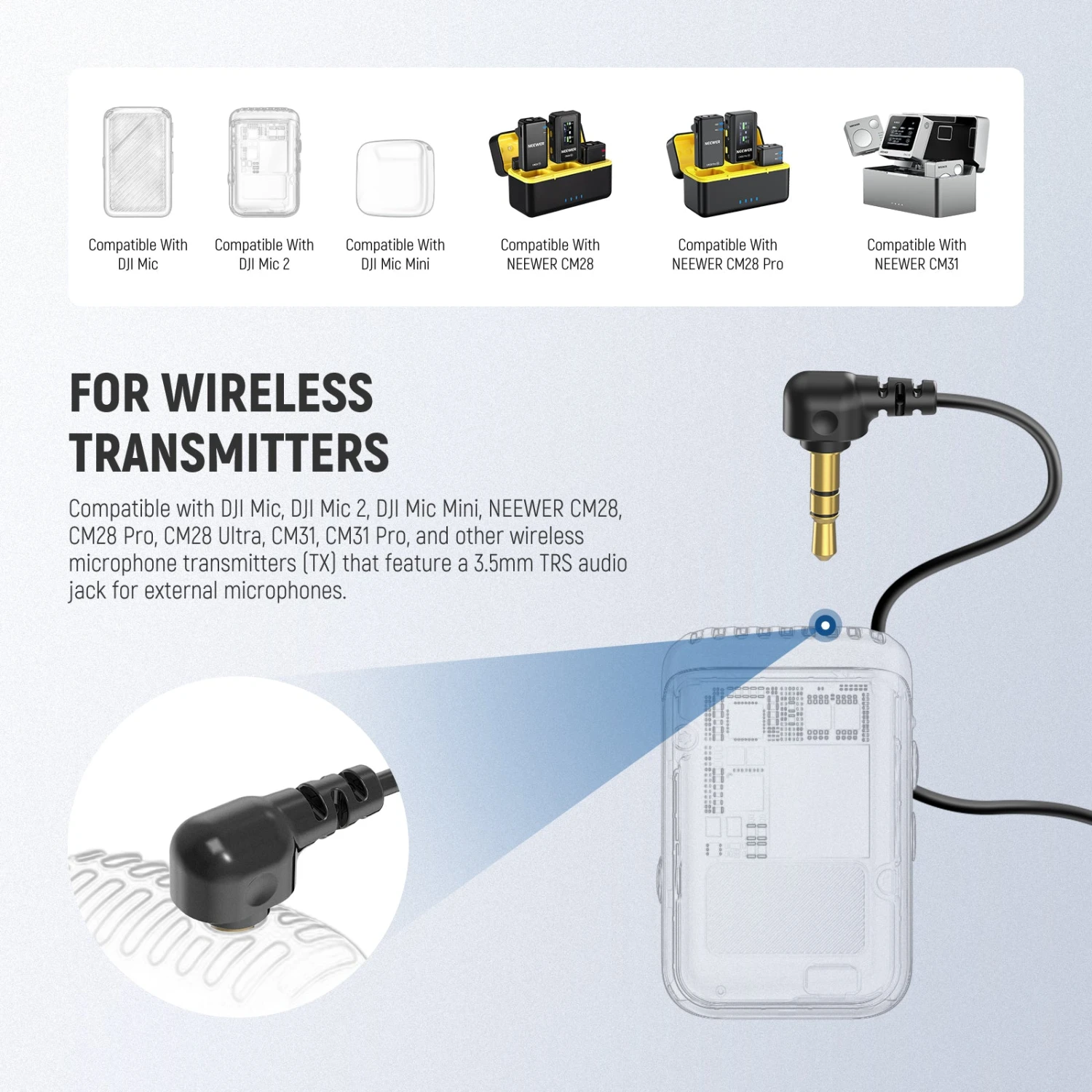 NEEWER LM5 2 Pack 6.6ft/2m 3.5mm TRS Mini Clip On Wired Lavalier Microphone 4 NEEWER LM5 2 Pack 6.6ft/2m 3.5mm TRS Mini Clip On Wired Lavalier Microphone - Image 4