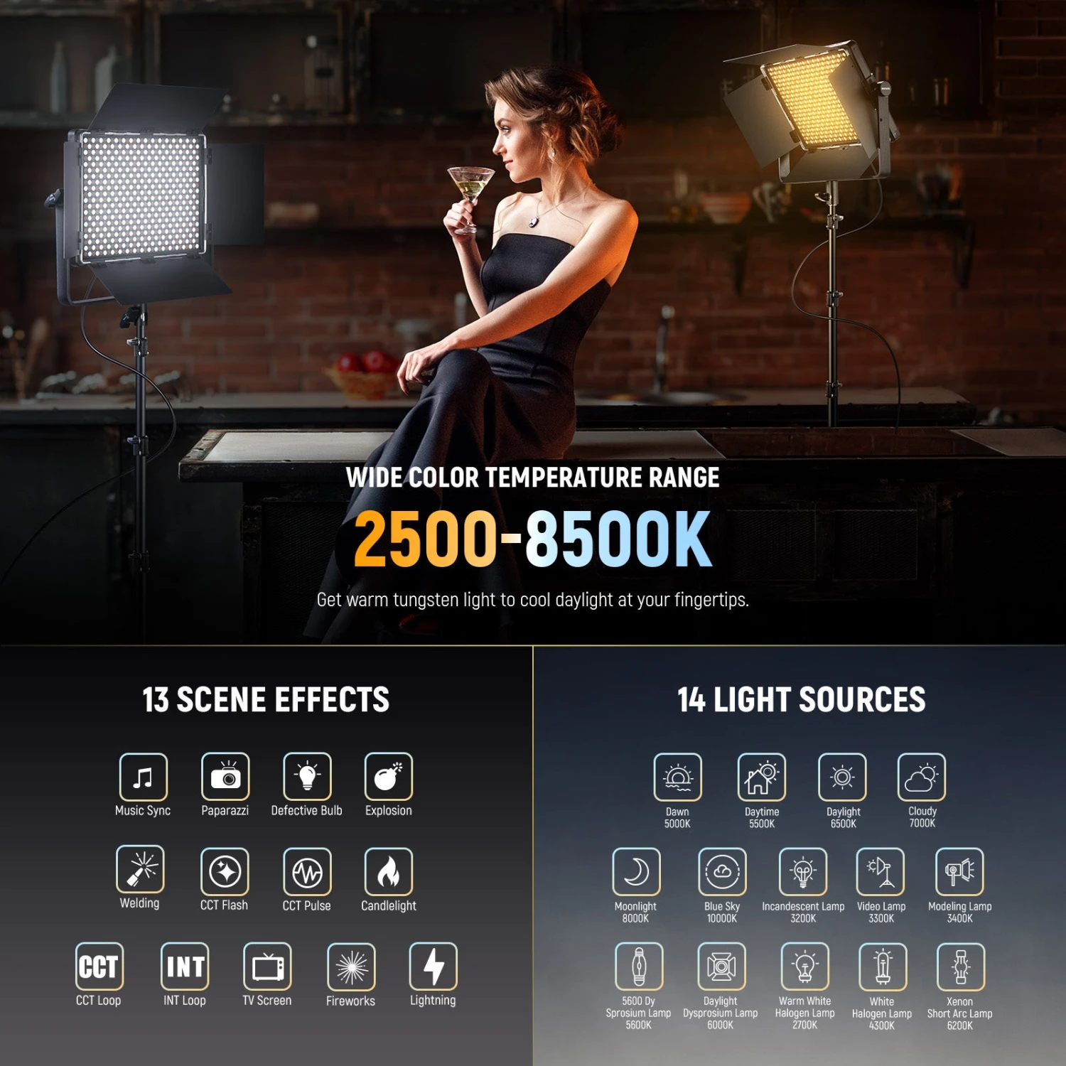 NEEWER PL60B Bi Color LED Panel Video Light 4 NEEWER PL60B Bi Color LED Panel Video Light - Image 4