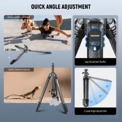 NEEWER LT38 61" Carbon Fiber LITETRIP Travel Tripod -Photography Equipment 4 78776095 250a 456f 9224 39d26254fd89
