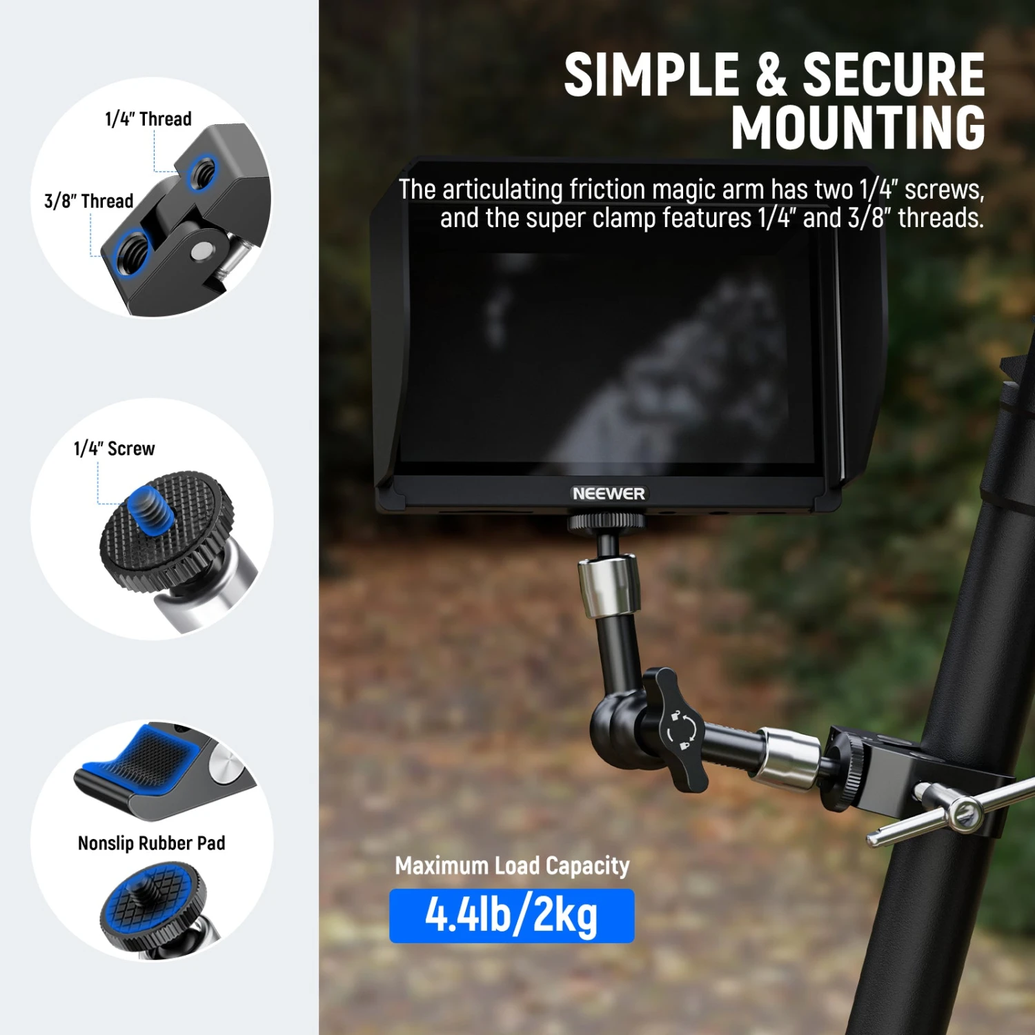 NEEWER ST15C/ST25C Super Clamp With Magic Arm Kit 4 NEEWER ST15C/ST25C Super Clamp With Magic Arm Kit - Image 4