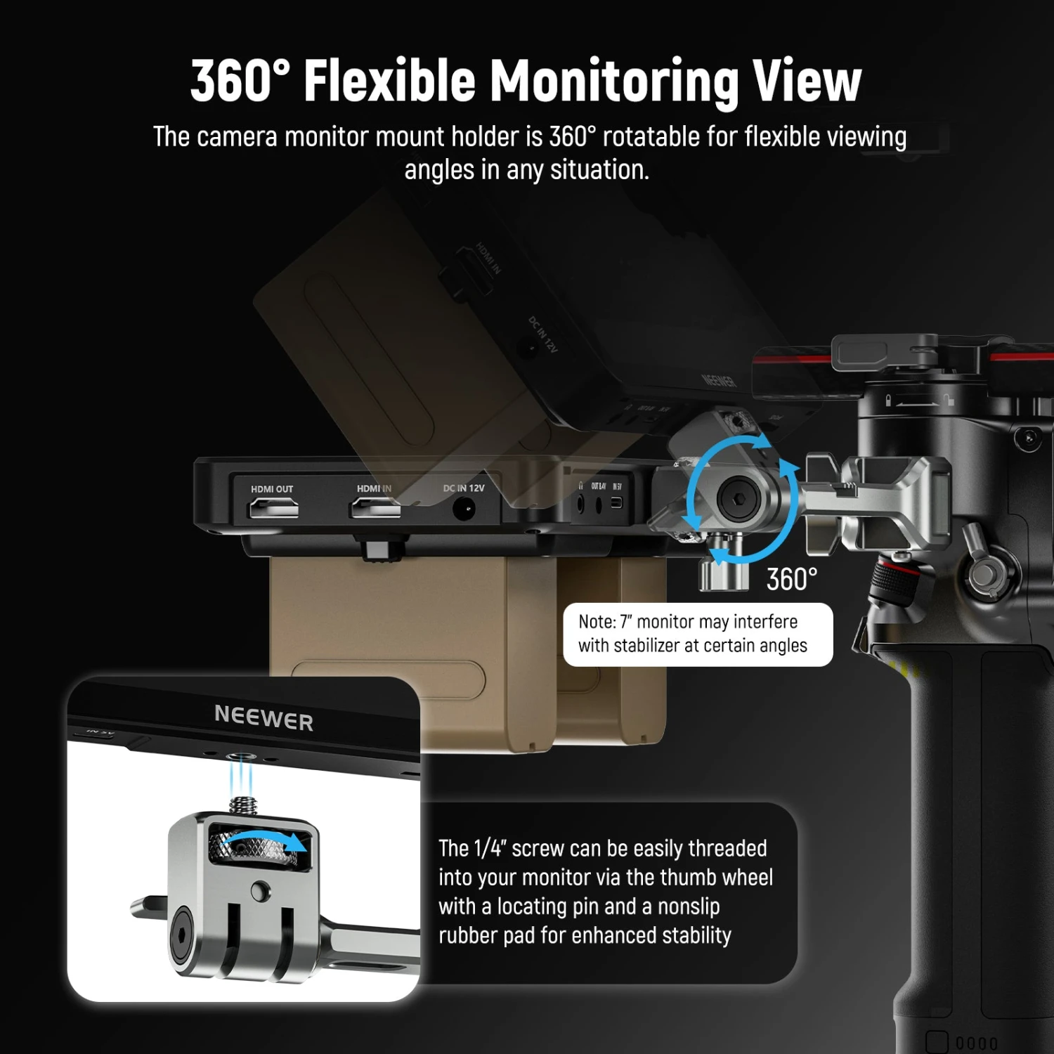 NEEWER GA021 360° Rotatable NATO Monitor Mount For RS/Ronin Gimbal 4 NEEWER GA021 360° Rotatable NATO Monitor Mount For RS/Ronin Gimbal - Image 4