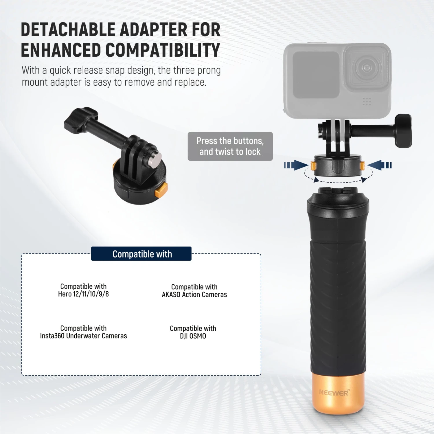 NEEWER GP23 Floating Hand Grip For Action Camera 4 NEEWER GP23 Floating Hand Grip For Action Camera - Image 4