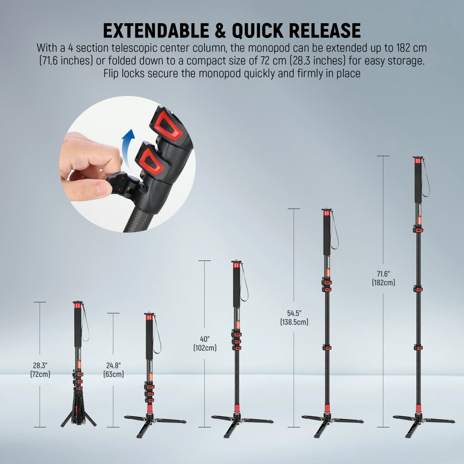 NEEWER TP71 71.6" Pro Carbon Fiber Camera Monopod 13 NEEWER TP71 71.6" Pro Carbon Fiber Camera Monopod - Image 13