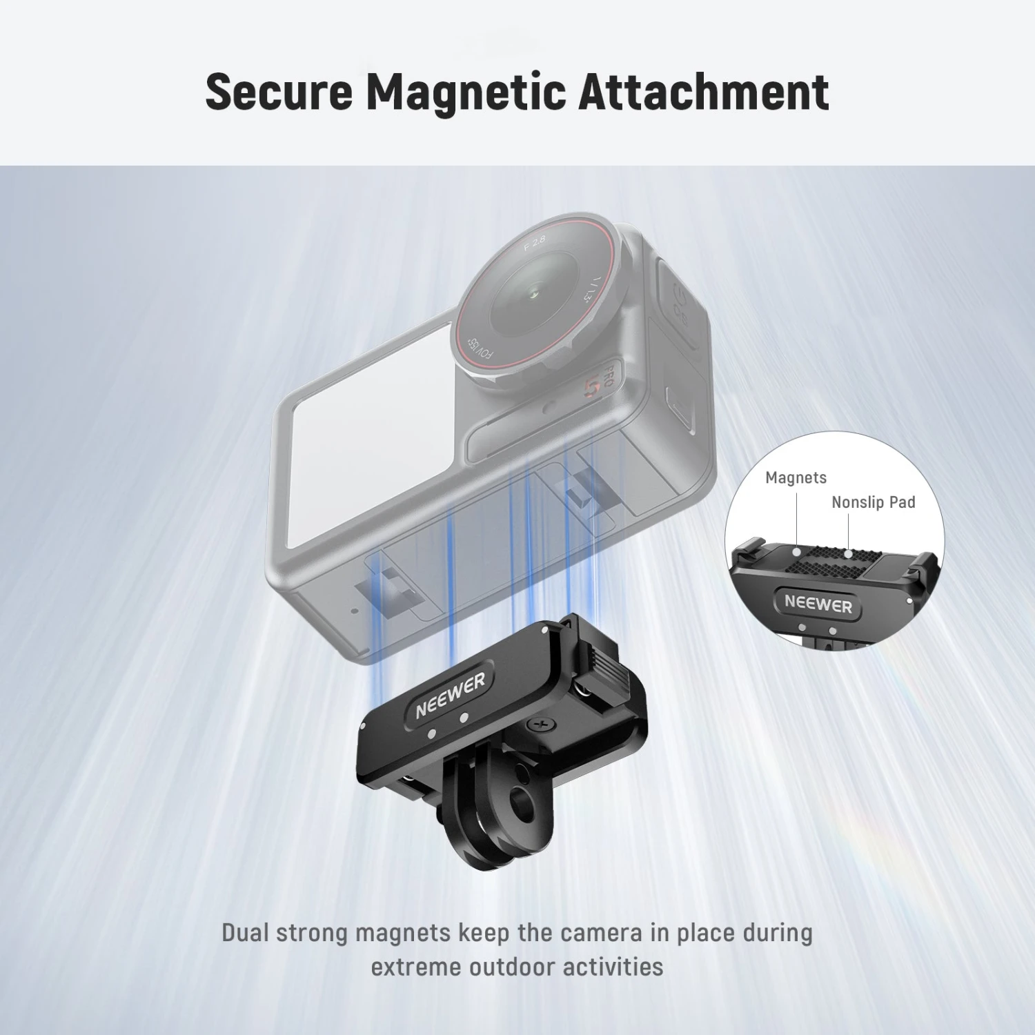 NEEWER AC011 Upgraded Magnetic Mount For DJI Osmo Action 5 Pro/4/3 4 NEEWER AC011 Upgraded Magnetic Mount For DJI Osmo Action 5 Pro/4/3 - Image 4