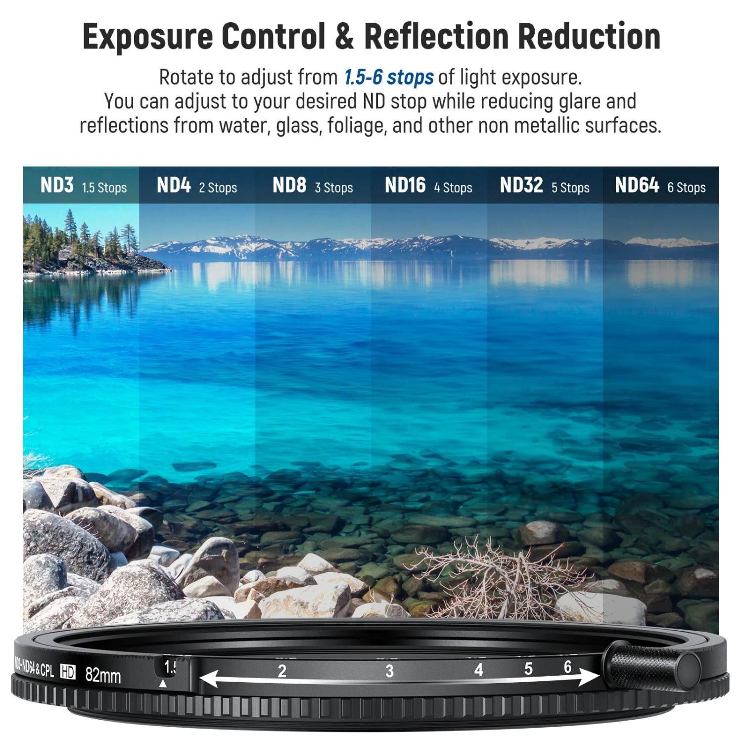 NEEWER ND3-64(1.5-6 Stops) True Colors Variable ND&CPL Filter 4 NEEWER ND3-64(1.5-6 Stops) True Colors Variable ND&CPL Filter - Image 4