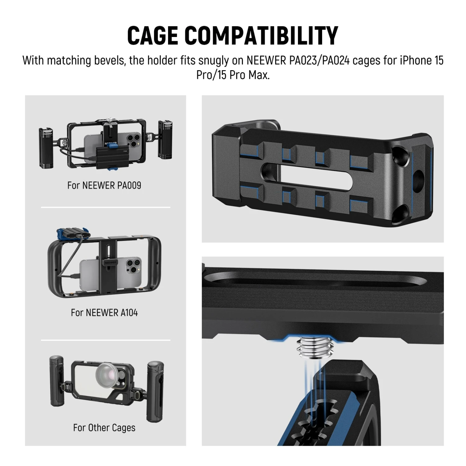 NEEWER UA051 T5/T7/T9 Portable SSD Holder Mount For IPhone 15 Pro/Pro Max Cage 5 NEEWER UA051 T5/T7/T9 Portable SSD Holder Mount For IPhone 15 Pro/Pro Max Cage - Image 5