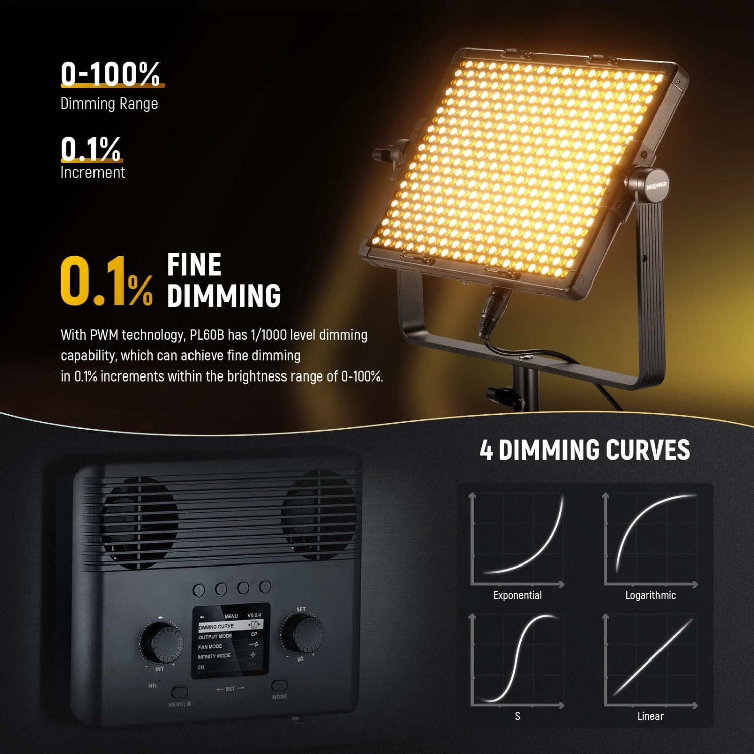 NEEWER PL60B Bi Color LED Panel Video Light 5 NEEWER PL60B Bi Color LED Panel Video Light - Image 5
