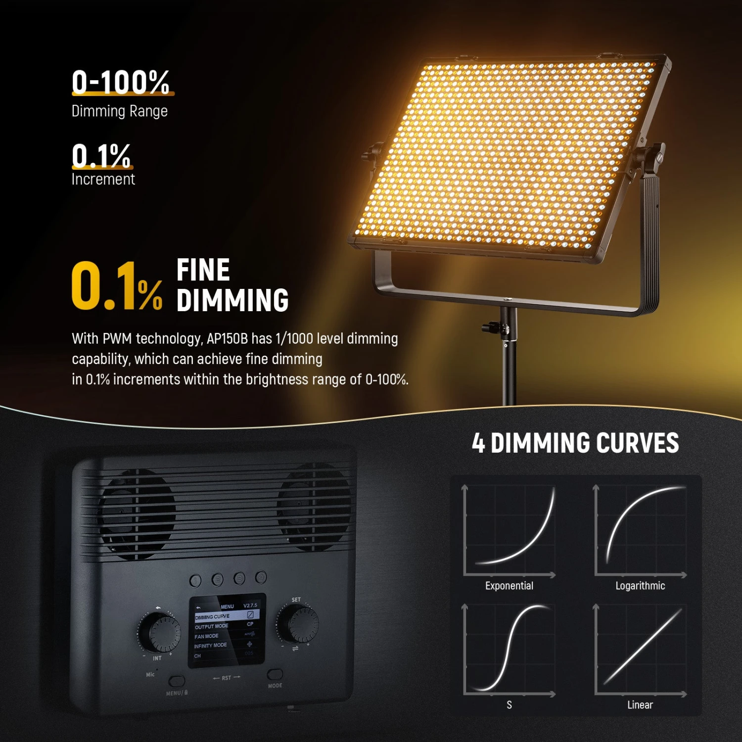 NEEWER AP150B 150W Bi Color LED Panel Video Light 5 NEEWER AP150B 150W Bi Color LED Panel Video Light - Image 5