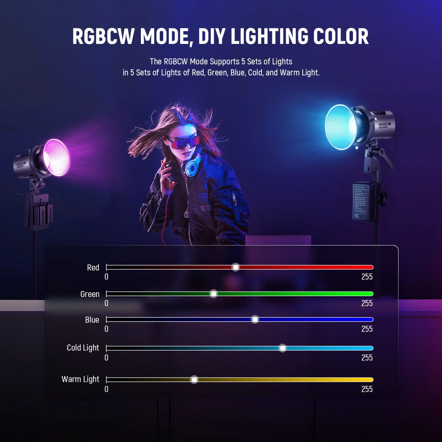 NEEWER MS60C RGB LED Video Light Handheld Spotlight 5 NEEWER MS60C RGB LED Video Light Handheld Spotlight - Image 5