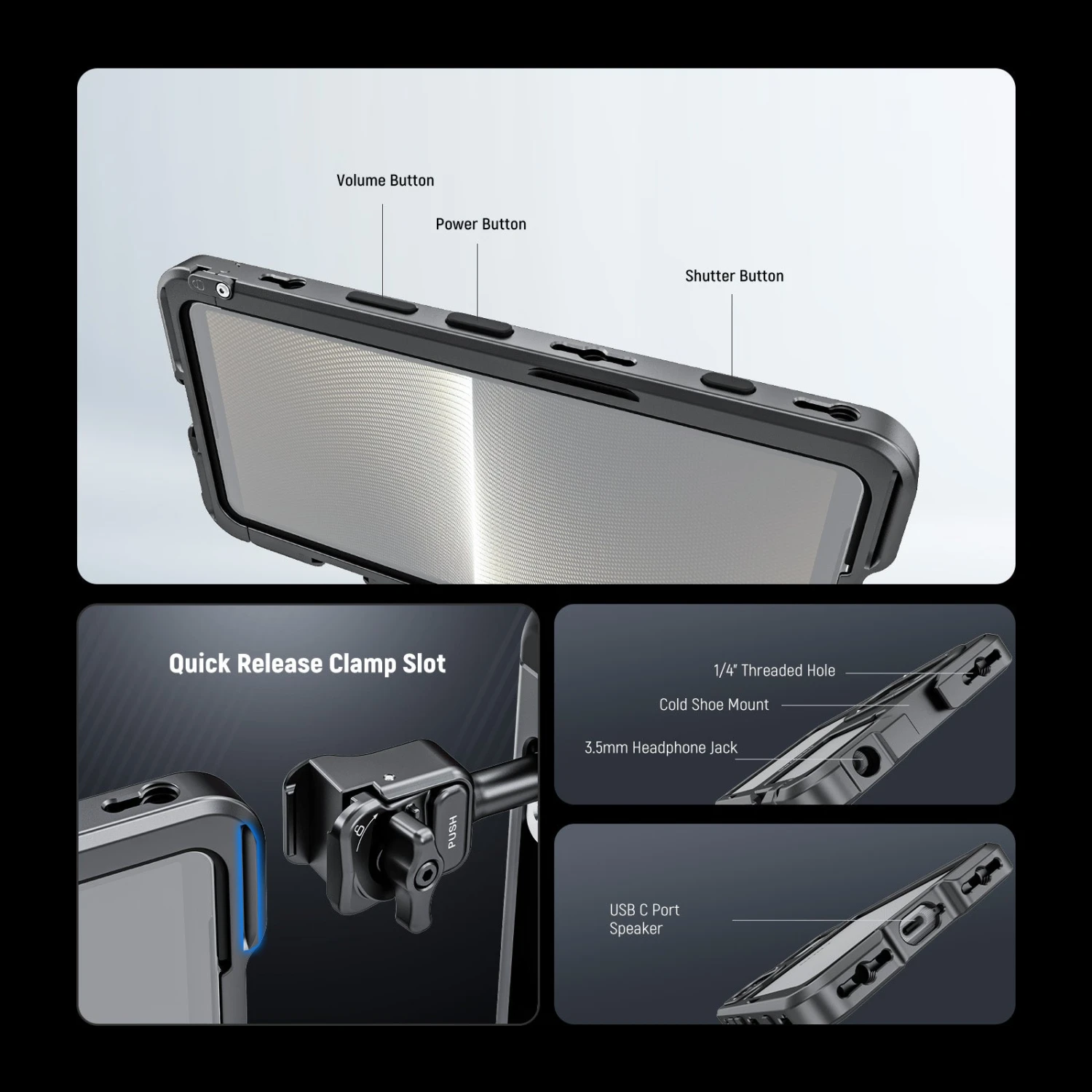 NEEWER PA086/PA087 Phone Cage Compatible With Sony Xperia PRO-I / Xperia 1 V 12 NEEWER PA086/PA087 Phone Cage Compatible With Sony Xperia PRO-I / Xperia 1 V - Image 12