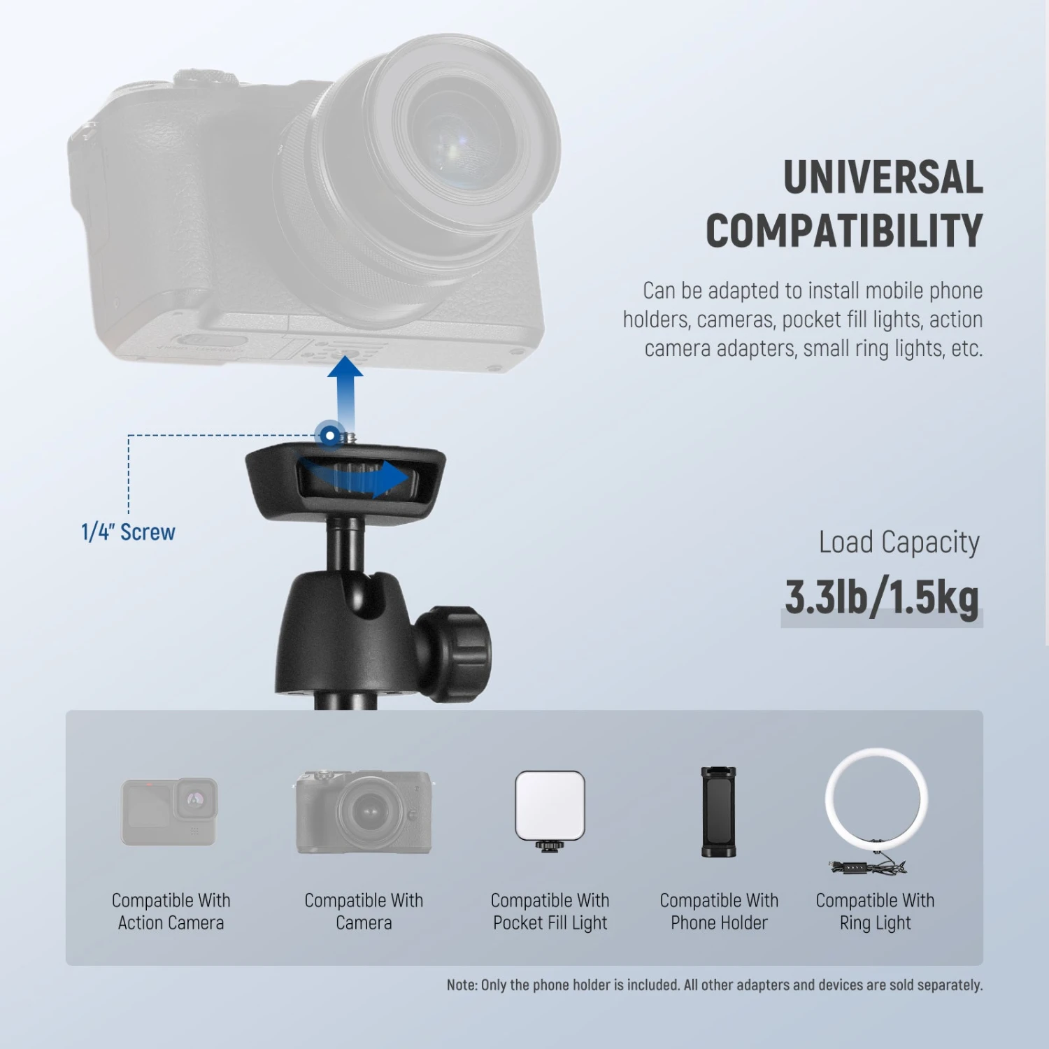 NEEWER TS05 65.2" All Metal Phone Tripod With Remote 5 NEEWER TS05 65.2" All Metal Phone Tripod With Remote - Image 5