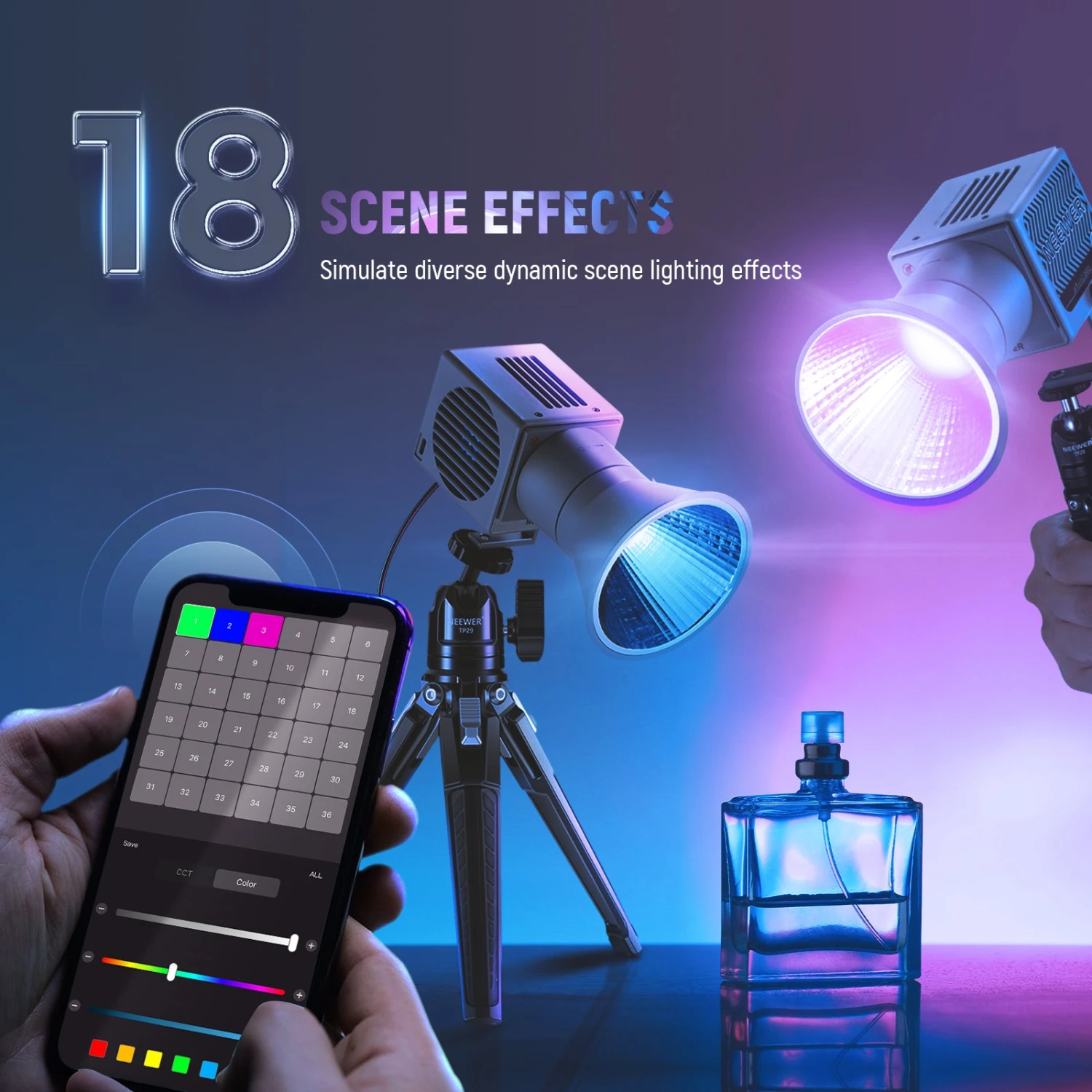 NEEWER HS60C Pro 60W Portable RGB LED Video Light 5 NEEWER HS60C Pro 60W Portable RGB LED Video Light - Image 5