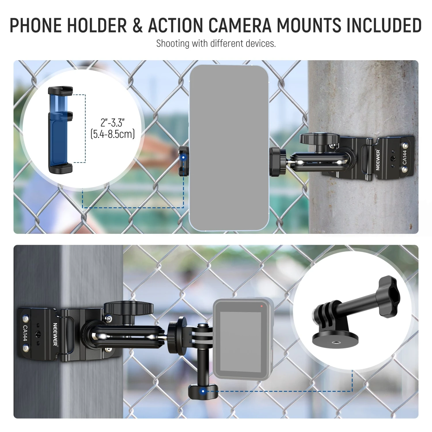 NEEWER CA144 Magnetic Fence Mount For Action Camera 5 NEEWER CA144 Magnetic Fence Mount For Action Camera - Image 5
