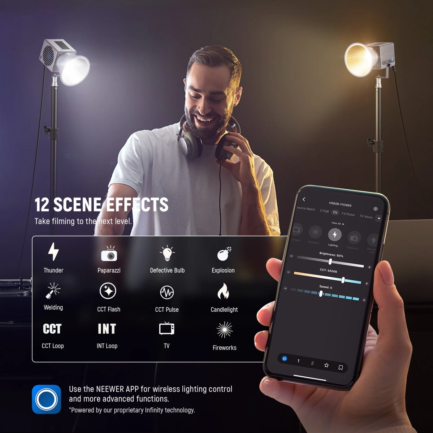 NEEWER HS60B 60W Portable Bi-Color Mini LED Video Light 6 NEEWER HS60B 60W Portable Bi-Color Mini LED Video Light - Image 6