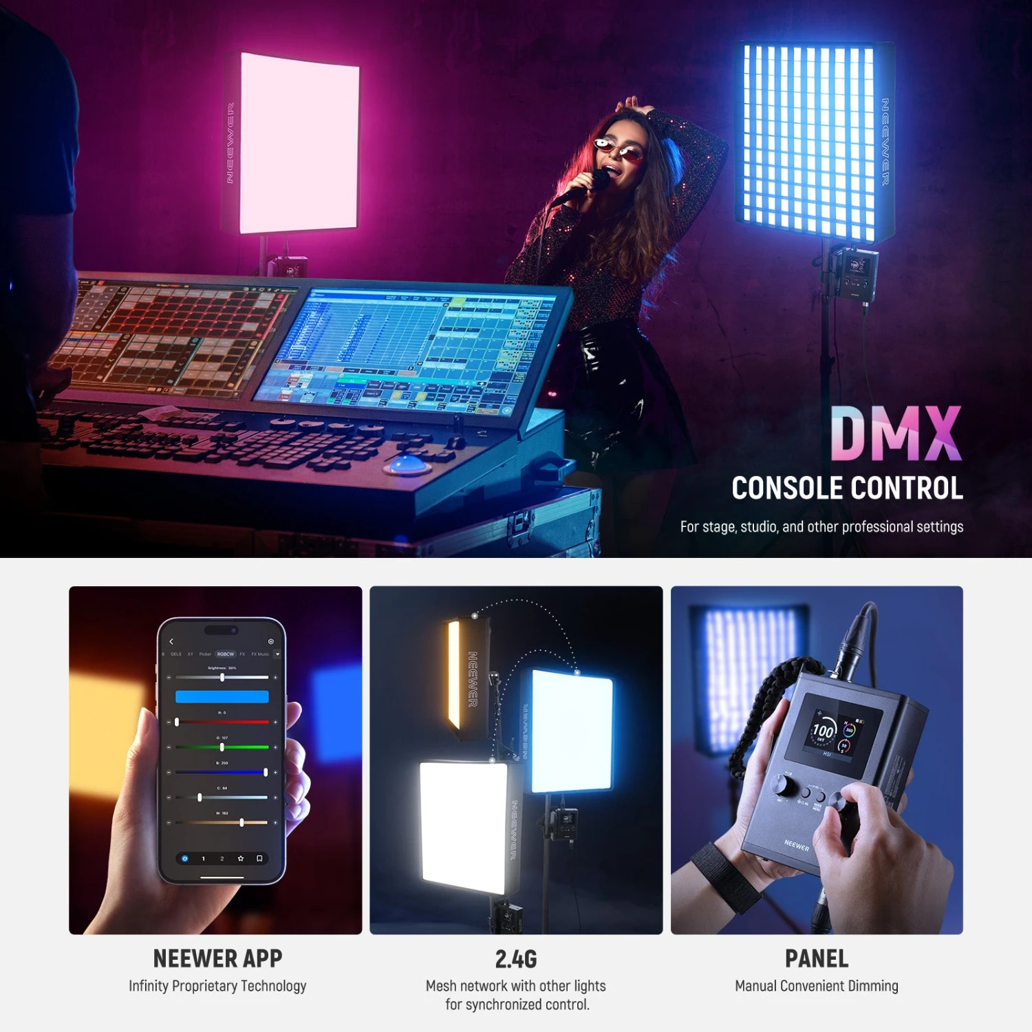 NEEWER FL100C 115W Flexible DMX Control LED RGB Video Light Kit 5 NEEWER FL100C 115W Flexible DMX Control LED RGB Video Light Kit - Image 5