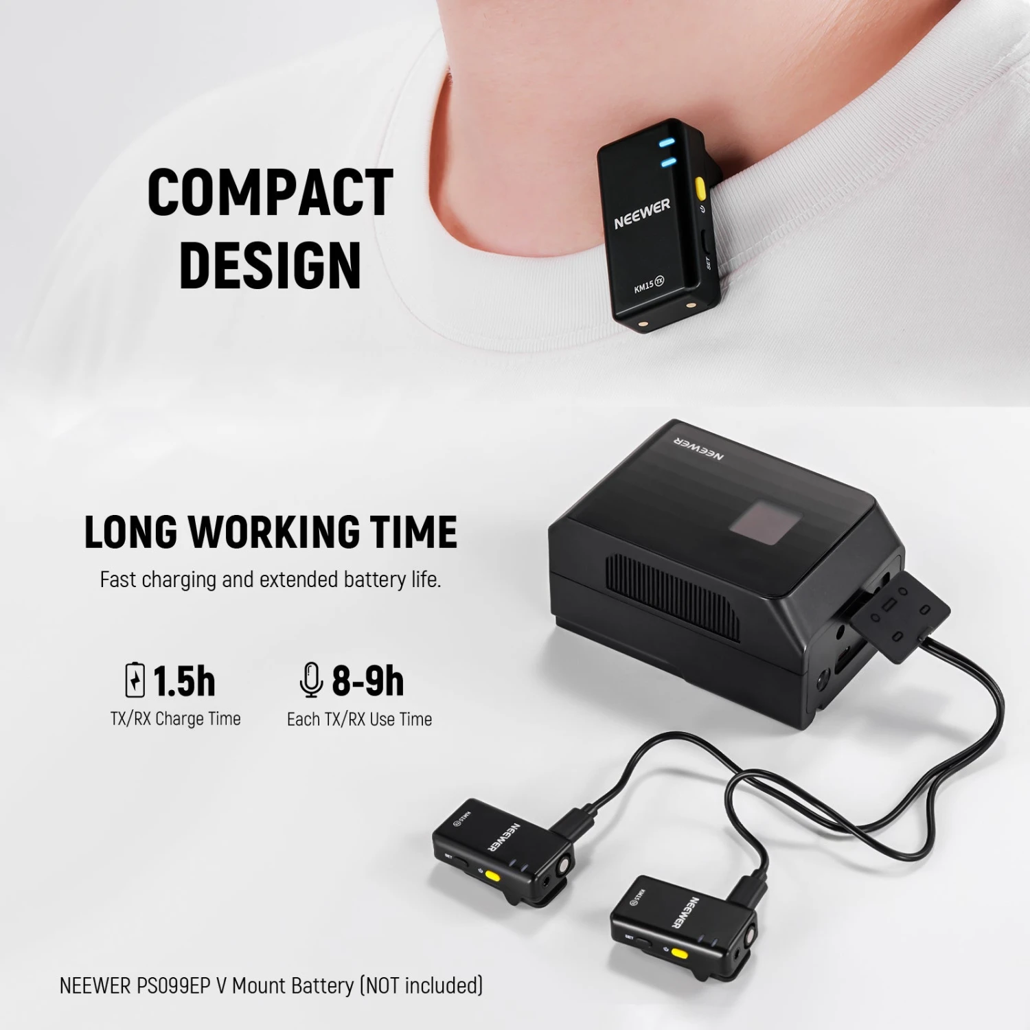 NEEWER KM15 Wireless Microphone Set For Phone With Type C Interface 5 NEEWER KM15 Wireless Microphone Set For Phone With Type C Interface - Image 5