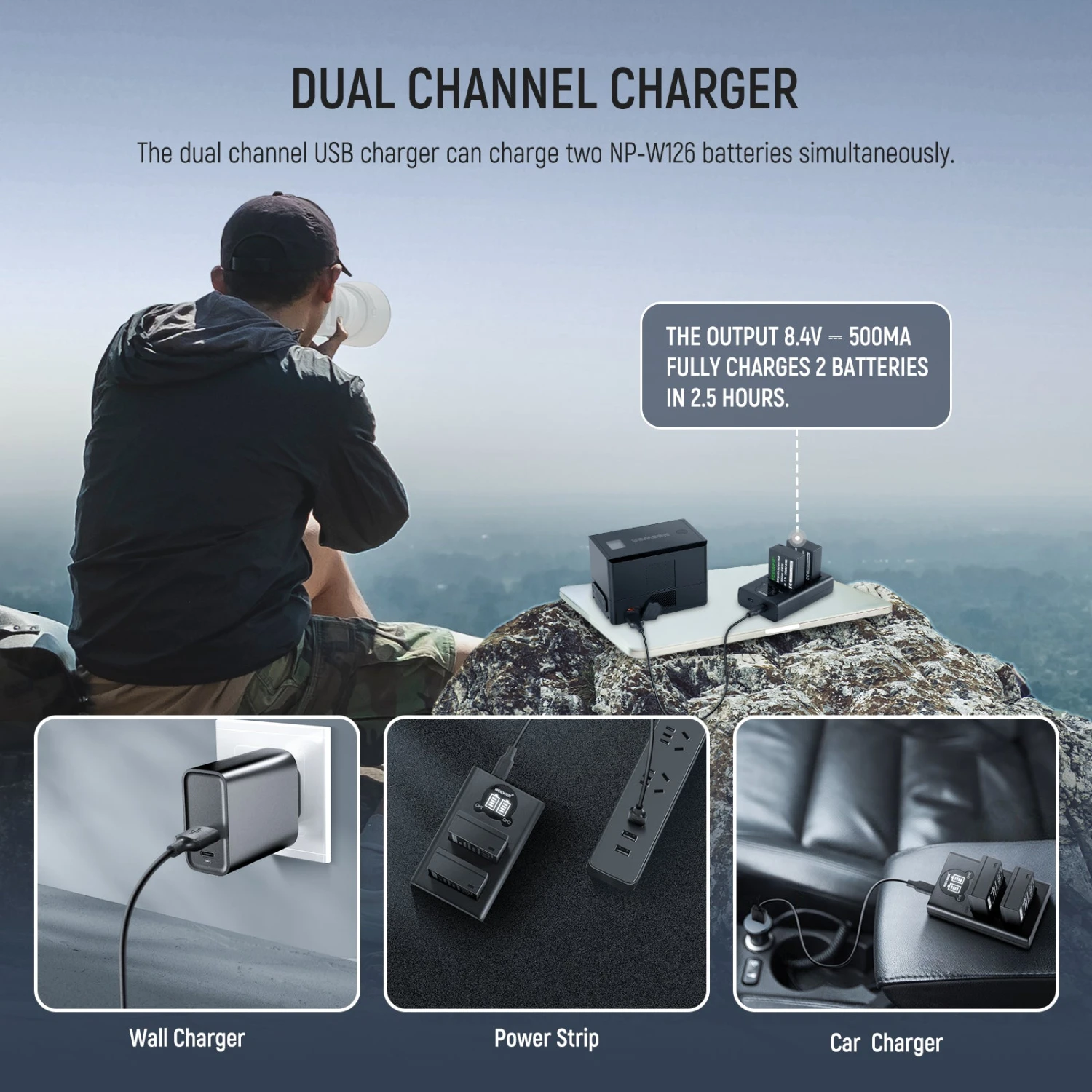 NEEWER 2 Pack 1140mAh NP-W126 Replacement Battery Charger 5 NEEWER 2 Pack 1140mAh NP-W126 Replacement Battery Charger - Image 5