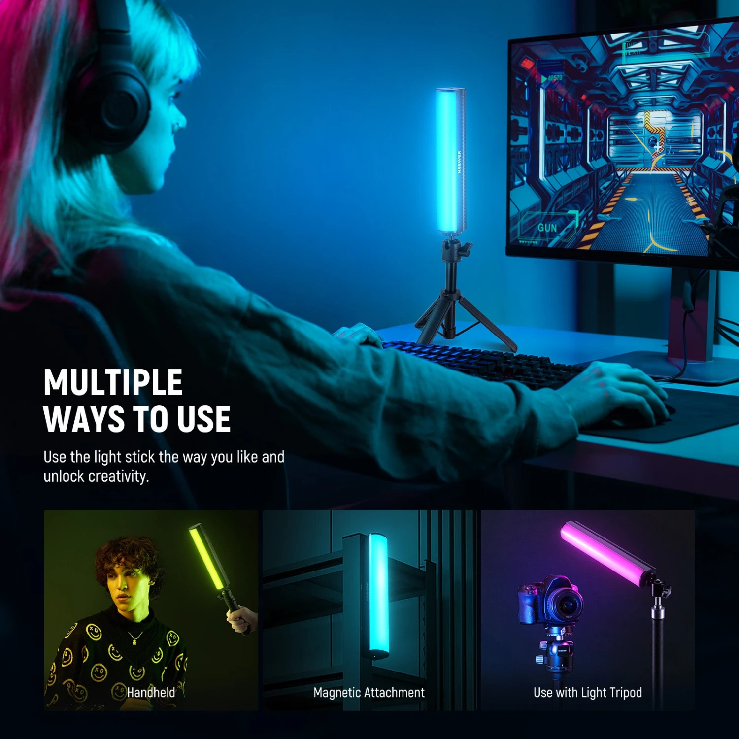 NEEWER TL20C/TL21C RGB Magnetic Handheld Light Wand Kit 13 NEEWER TL20C/TL21C RGB Magnetic Handheld Light Wand Kit - Image 13