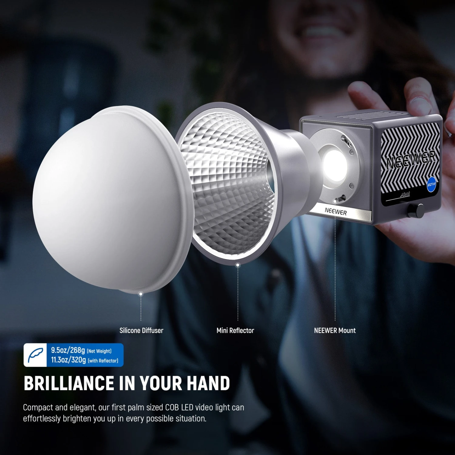 NEEWER HS60B 60W Portable Bi-Color Mini LED Video Light 3 NEEWER HS60B 60W Portable Bi-Color Mini LED Video Light - Image 3