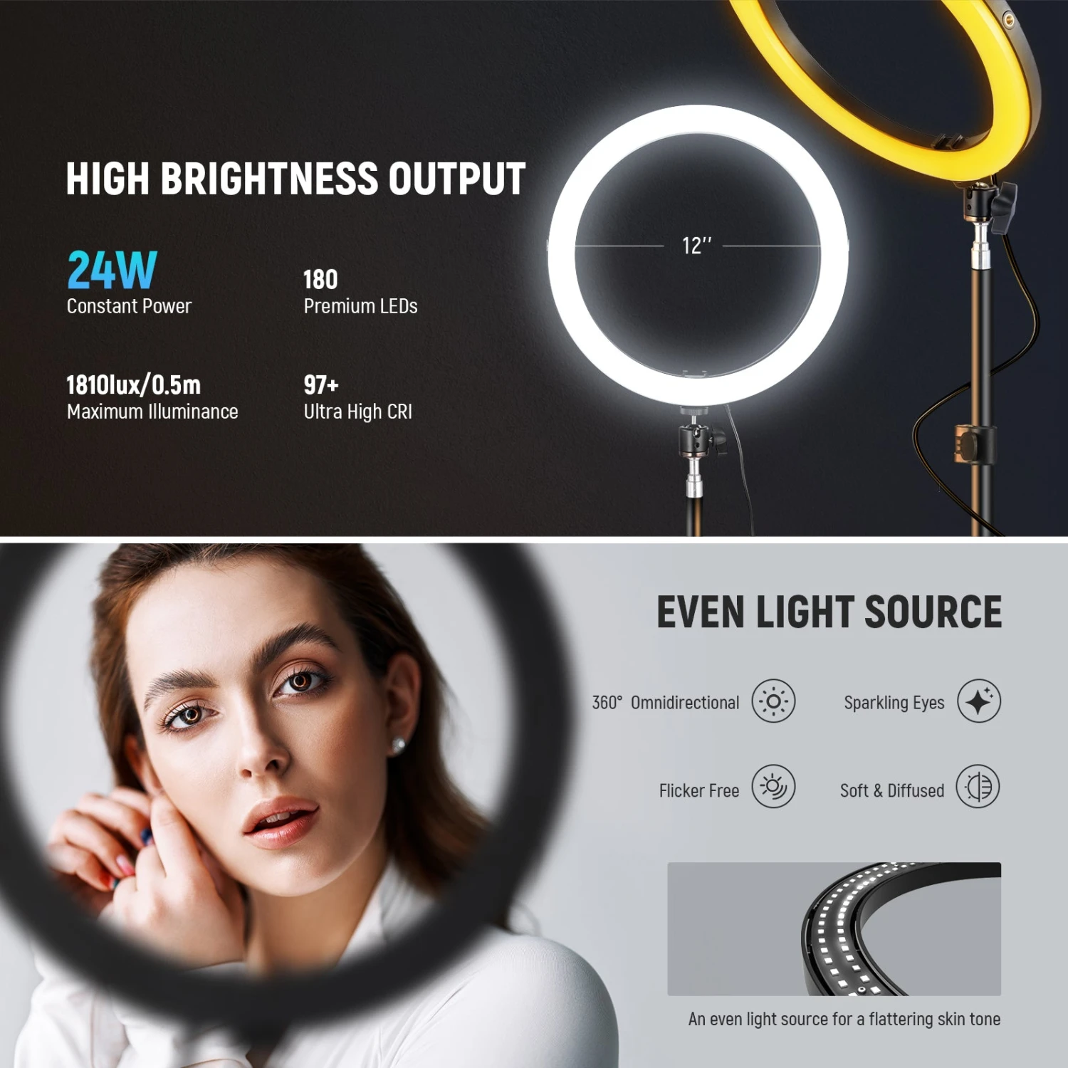 NEEWER RH12B 12" 24W High Power LED Ring Light 2 NEEWER RH12B 12" 24W High Power LED Ring Light - Image 2