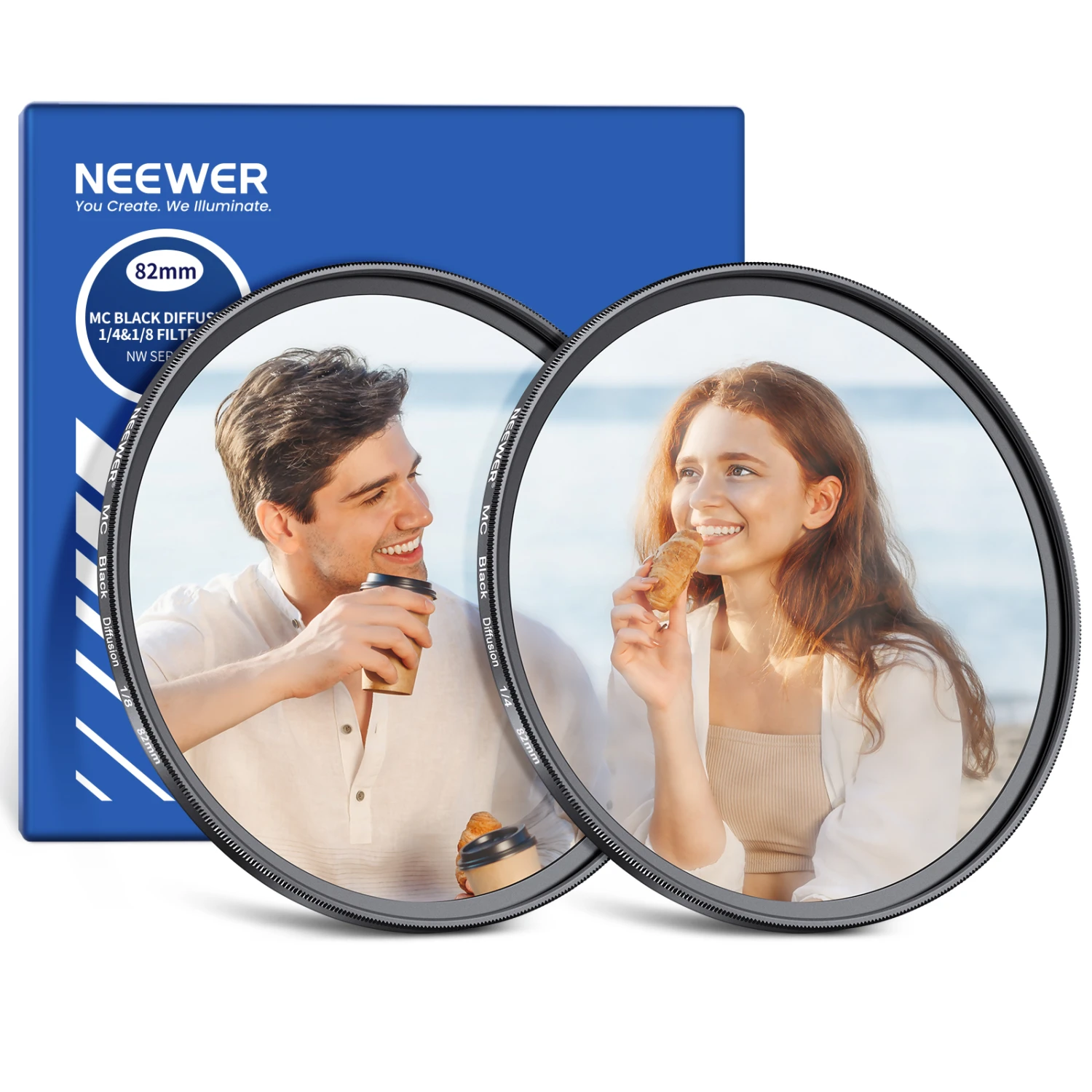 NEEWER 2 Pack 1/4 & 1/8 Black Diffusion Lens Filter Set 1 NEEWER 2 Pack 1/4 & 1/8 Black Diffusion Lens Filter Set