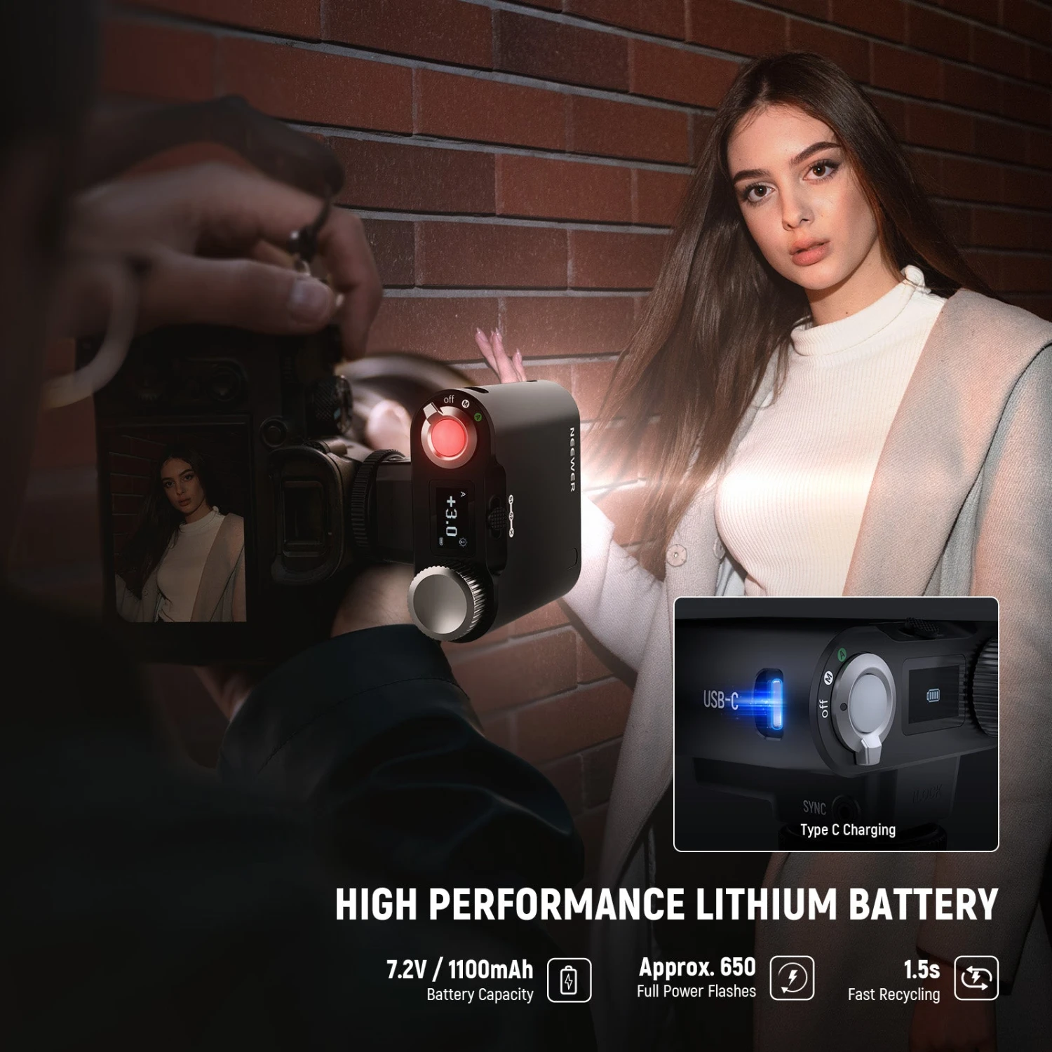 NEEWER Z160 Camera Flash With Auto & Manual Modes & Built In Lithium Battery 6 NEEWER Z160 Camera Flash With Auto & Manual Modes & Built In Lithium Battery - Image 6