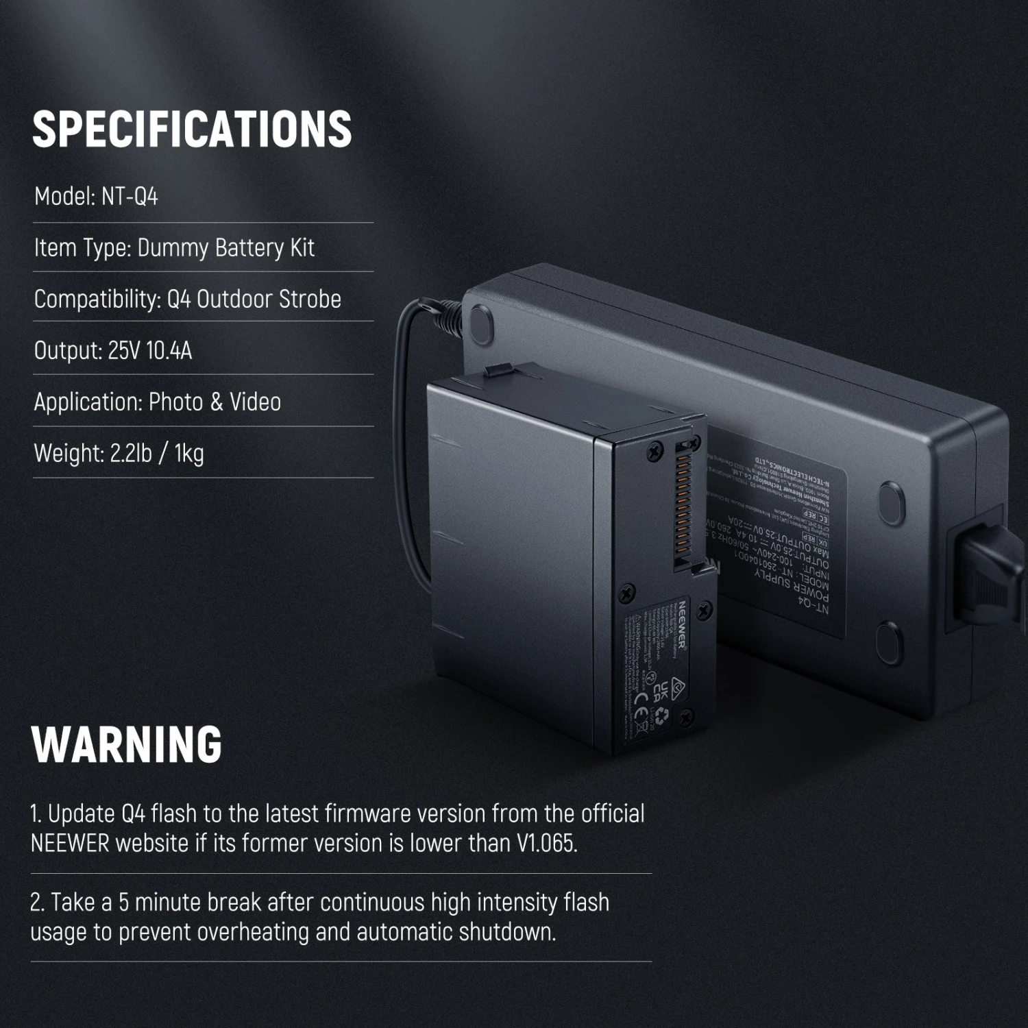 NEEWER NT-Q4 Dummy Battery Kit For Q4 6 NEEWER NT-Q4 Dummy Battery Kit For Q4 - Image 6