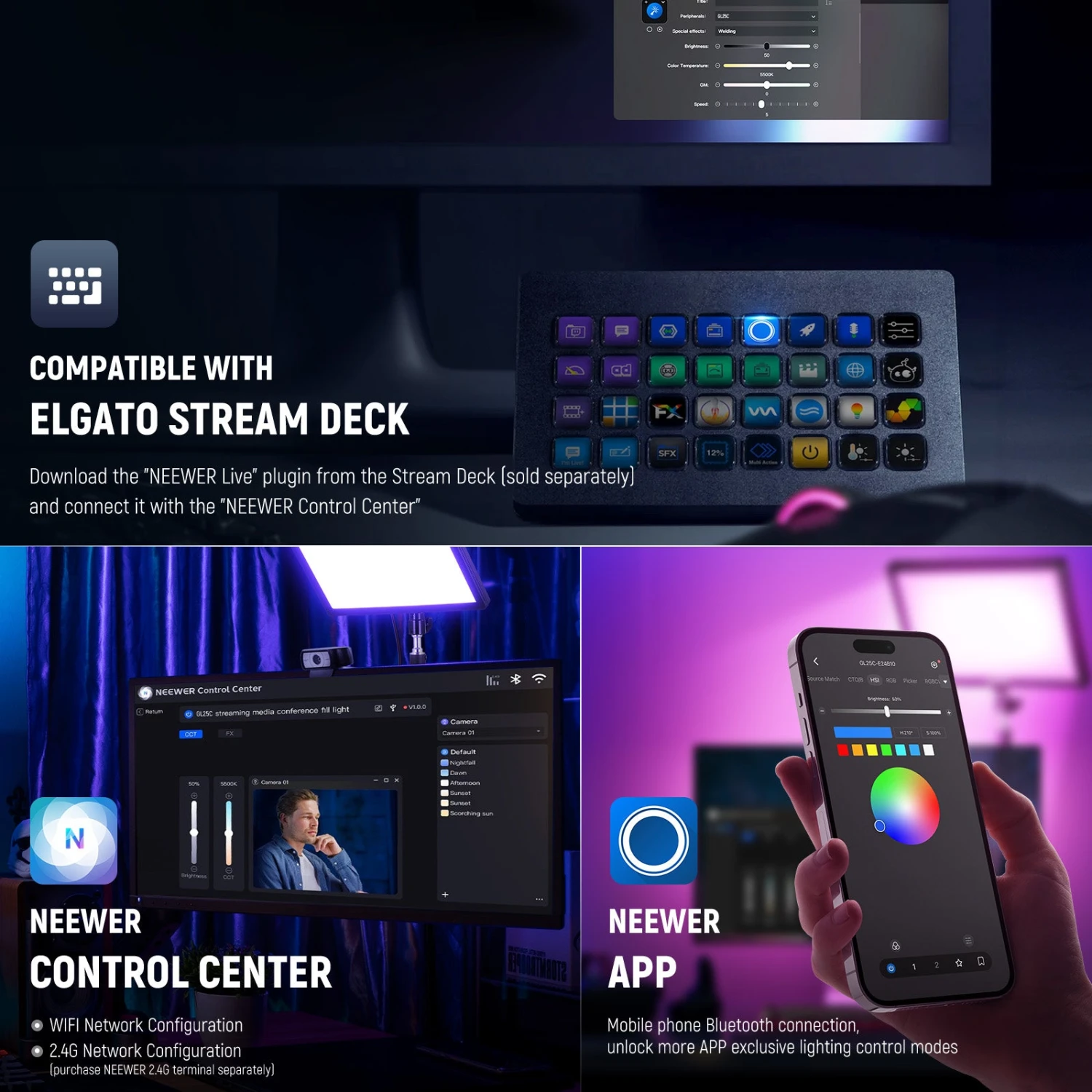 NEEWER GL25C LED RGB Streaming Key Light 6 NEEWER GL25C LED RGB Streaming Key Light - Image 6