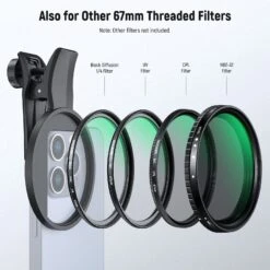 NEEWER 2 In 1 67mm Clip On CPL & Black Mist Diffusion 1/4 Filter For Smartphone -Photography Equipment 6 9d28f1dc 5ca1 4f3f 8b87 3481045bb8a3