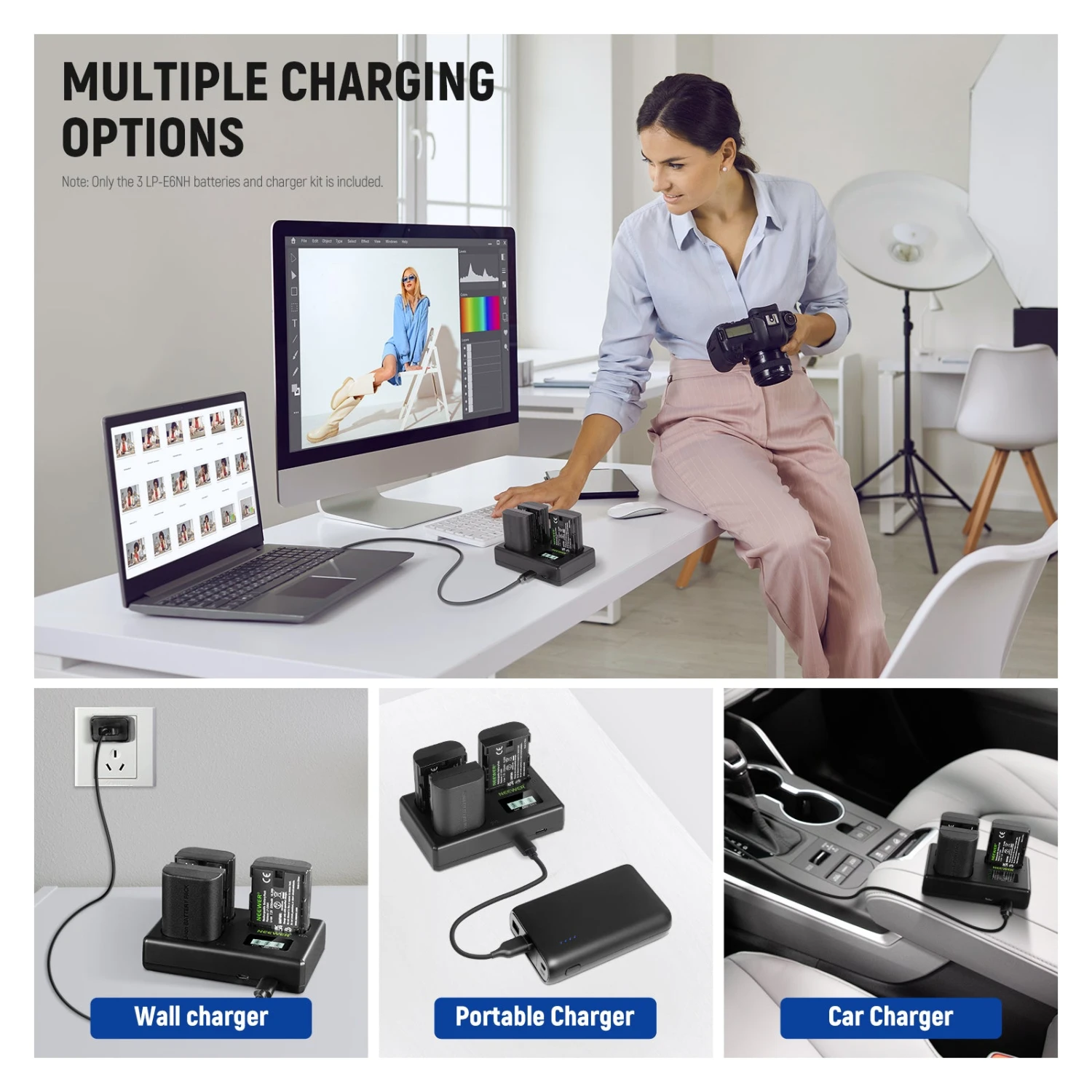 NEEWER LP-E6NH R6 II Replacement Battery Charger Set For Canon 6 NEEWER LP-E6NH R6 II Replacement Battery Charger Set For Canon - Image 6