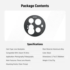 NEEWER PA111 Lens Backplate For Xiaomi 15 Ultra 20 NEEWER PA111 Lens Backplate For Xiaomi 15 Ultra -Photography Equipment 7 00159d4c 0730 41e9 9fe5 fd1ebc9fe633