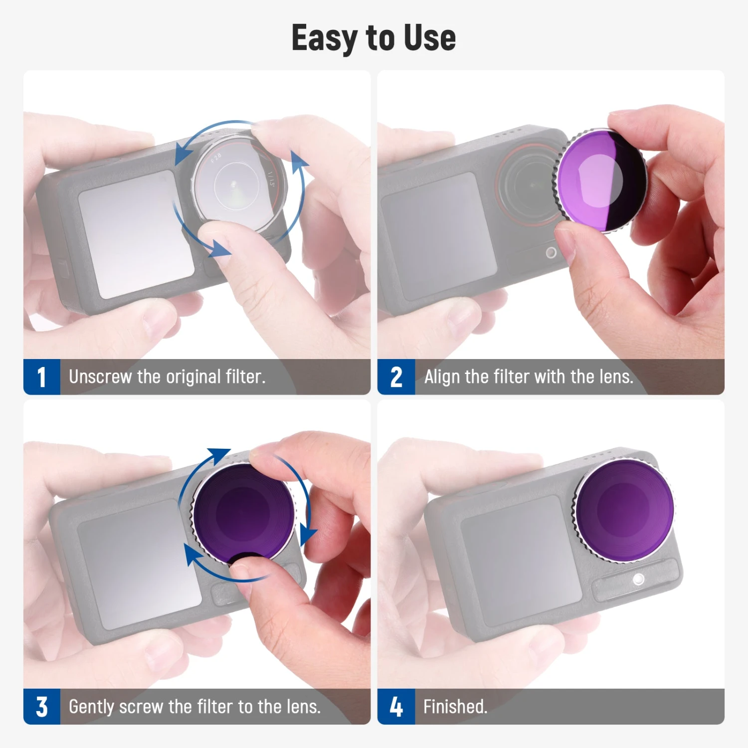 NEEWER FL-B04 4-Pack ND Filter Set For DJI Action 5 Pro/4 7 NEEWER FL-B04 4-Pack ND Filter Set For DJI Action 5 Pro/4 - Image 7