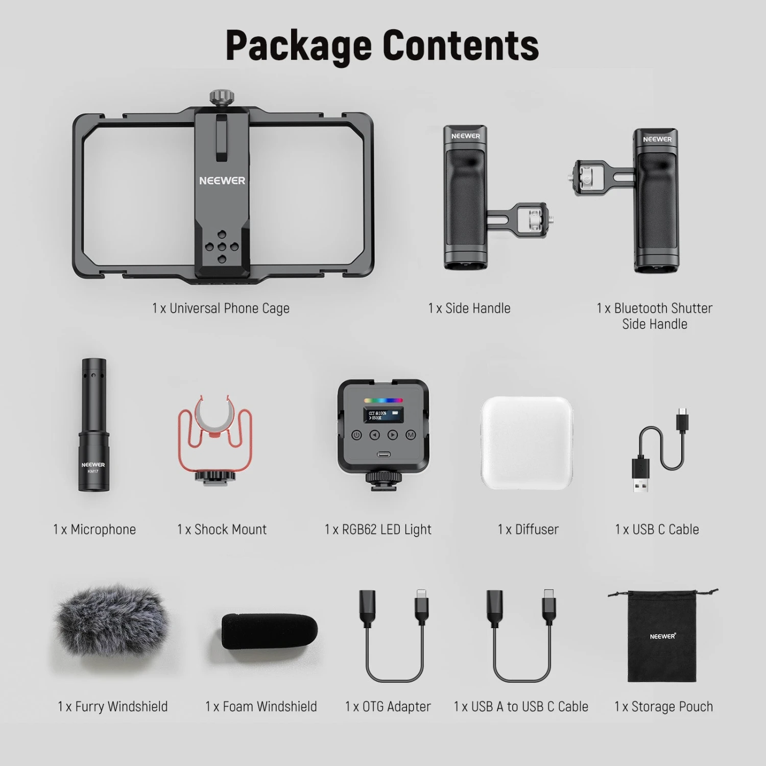 NEEWER PA009E Universal Phone Cage Stabilizer Video Rig Lighting Kit 7 NEEWER PA009E Universal Phone Cage Stabilizer Video Rig Lighting Kit - Image 7