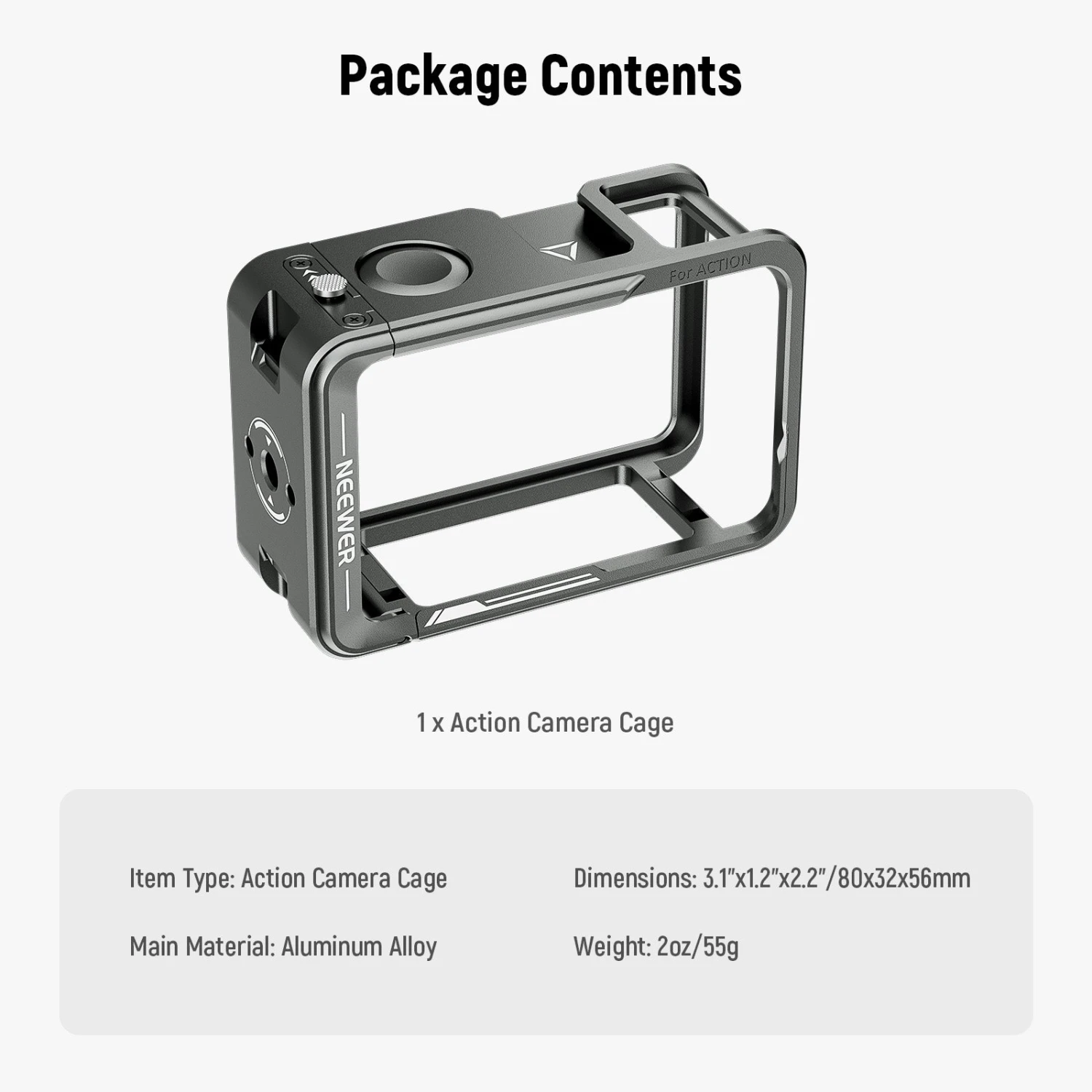 NEEWER AC014 Cage For DJI Osmo Action 5 Pro Action 4 Action 3 7 NEEWER AC014 Cage For DJI Osmo Action 5 Pro Action 4 Action 3 - Image 7