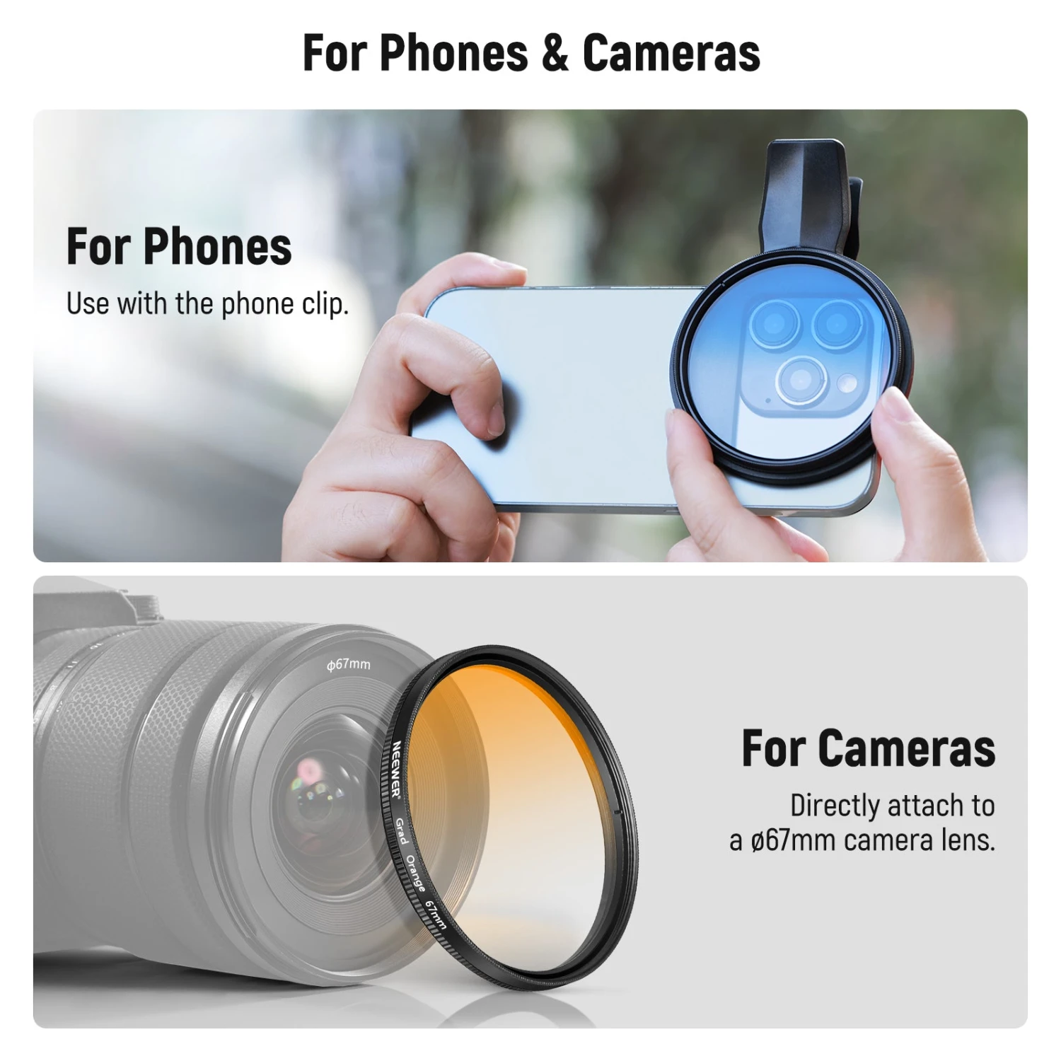 NEEWER FL-P11/FL-P12 7 Pack Clip-On 67mm Filter Set For Smartphones 7 NEEWER FL-P11/FL-P12 7 Pack Clip-On 67mm Filter Set For Smartphones - Image 7