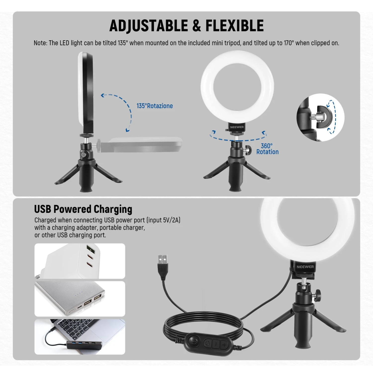 NEEWER BASICS BR60 5" Bi-color Mini Ring Light 7 NEEWER BASICS BR60 5" Bi-color Mini Ring Light - Image 7