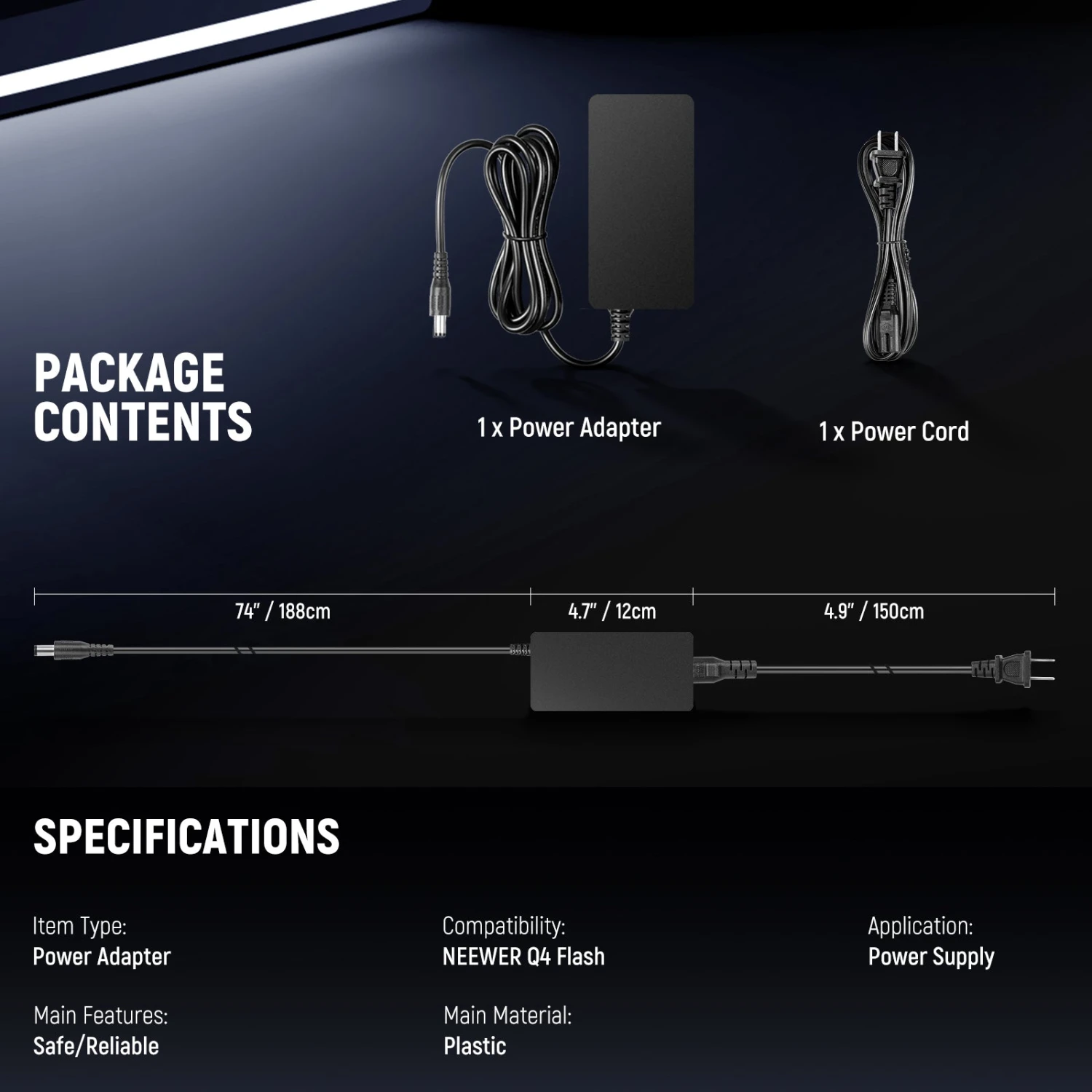 NEEWER NC-Q4 Q4 Power Adapter And Power Cord Set 7 NEEWER NC-Q4 Q4 Power Adapter And Power Cord Set - Image 7